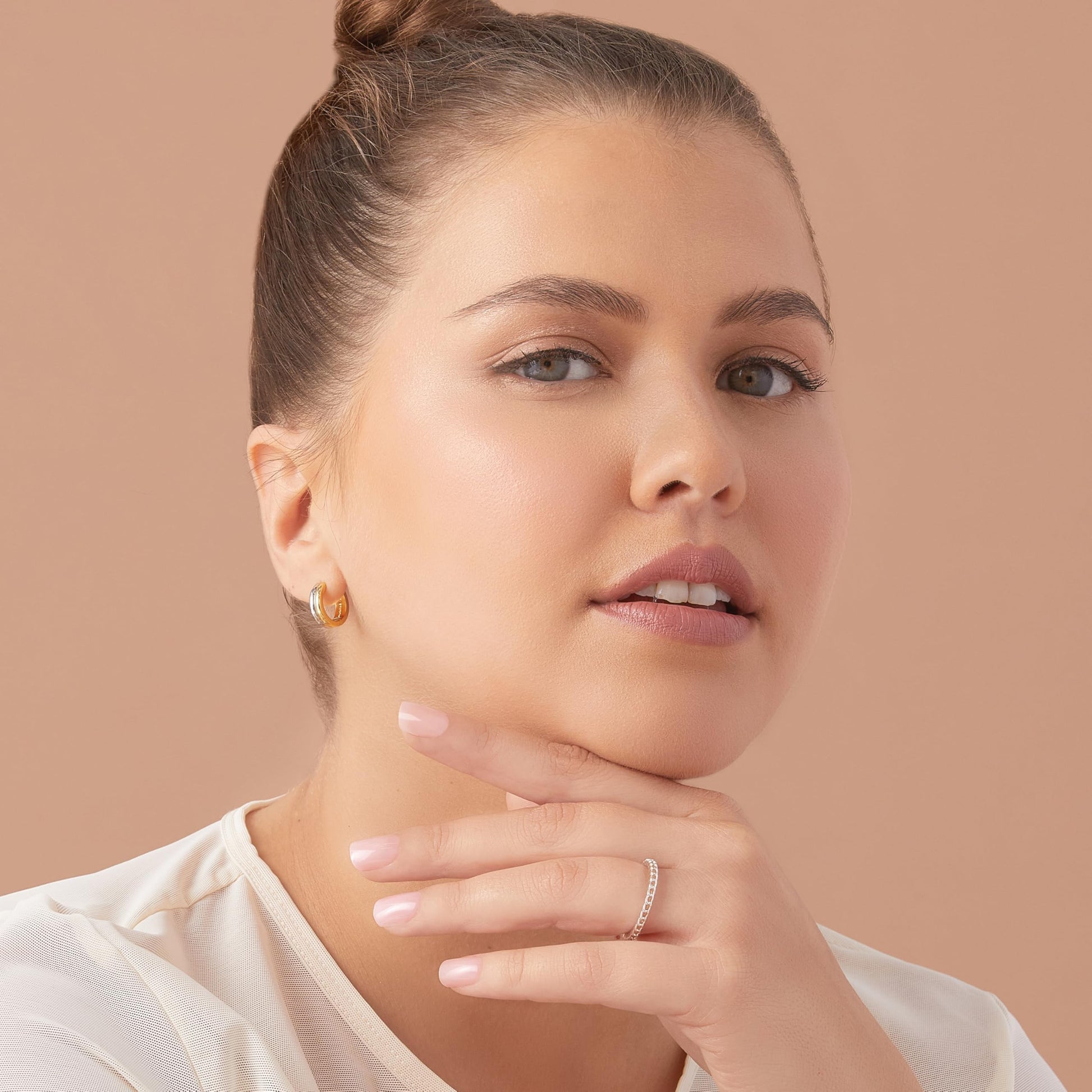 Rosy Brown Kiss Impress No Glue Mani Press On Nails, Bare but Better, 'Instinct', Pink, Short Size, Squoval Shape, Includes 30 Nails, Prep Pad, Instructions Sheet, 1 Manicure Stick, 1 Mini File
