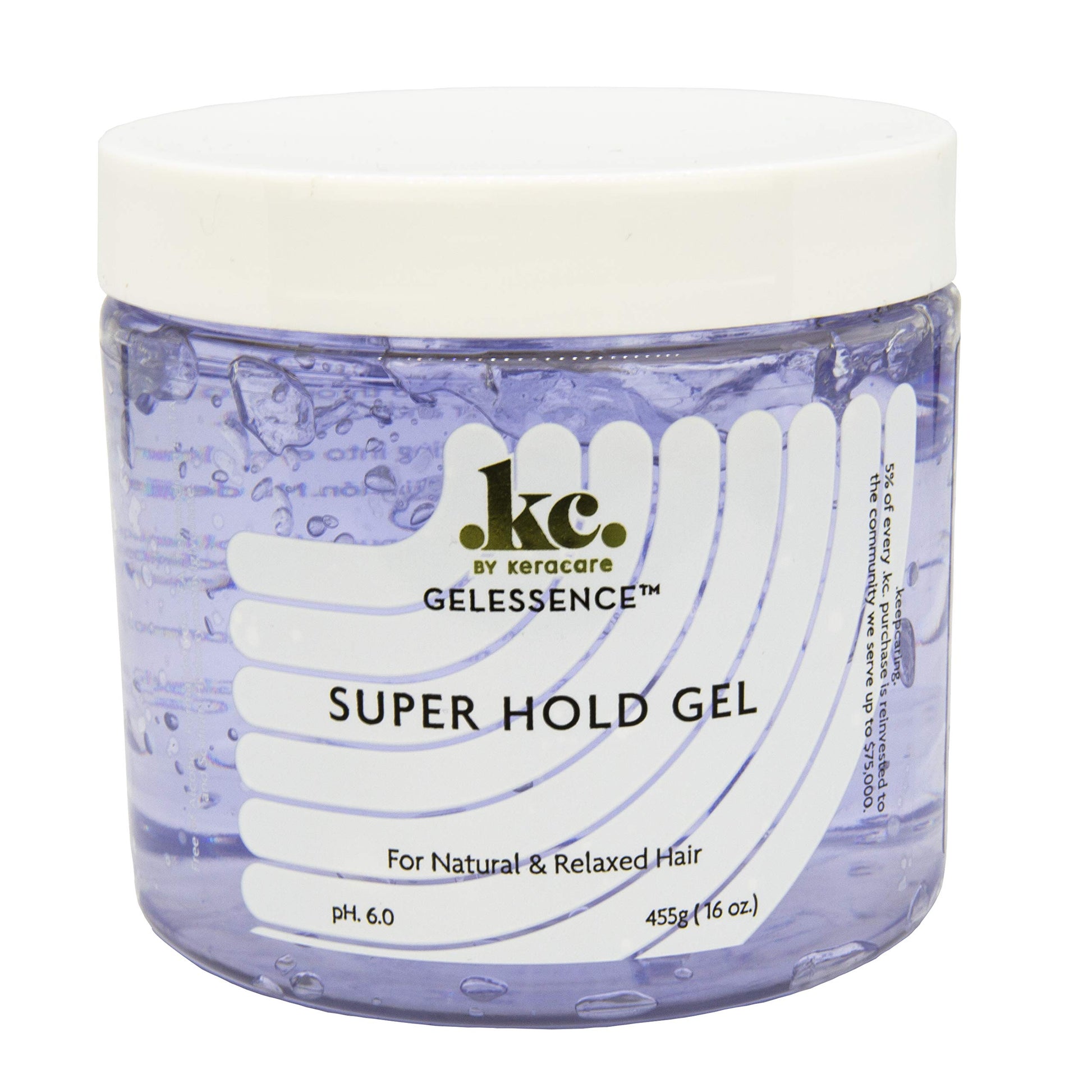 Lavender KeraCare GelEssence Super Hold Gel - 16 ounce - Maximum Hold- Adds Shine - Flake Free - Vegan - Crunch Free - Nonstick Formula - For Relaxed and Natural Hair