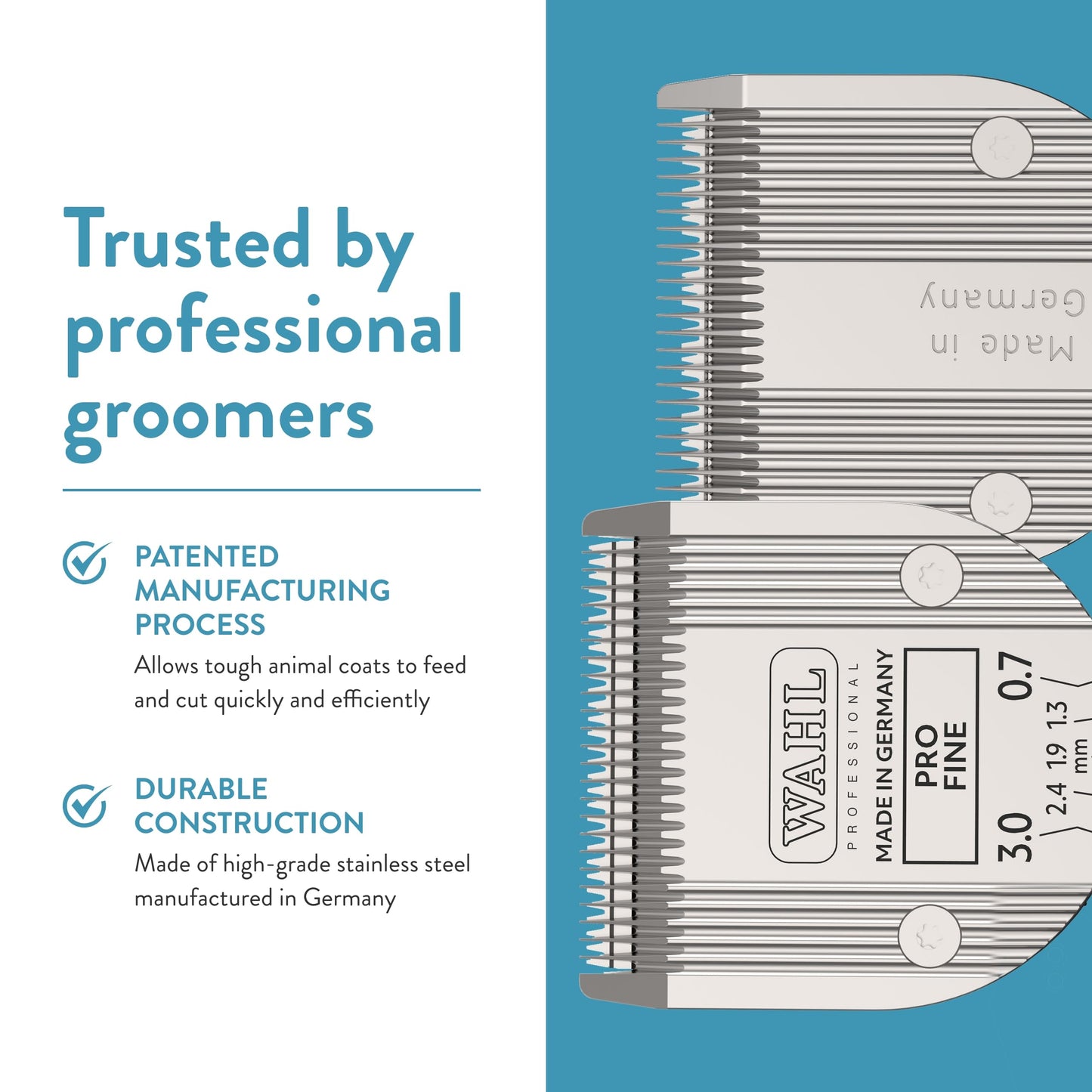 White Smoke Wahl Professional Animal 5-in-1 Pro Adjustable Clipper Blade - for Arco, 5 Style Groom, Bravura, Chromado, Creativa, Figura & Motion Clippers - Replacement Blades - Silver