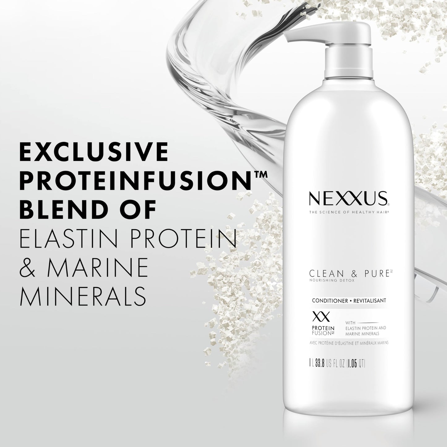Light Gray Nexxus Clean and Pure Clarifying Shampoo and Conditioner 2-Pack With ProteinFusion, for Nourished Hair Paraben Free 33.8 oz