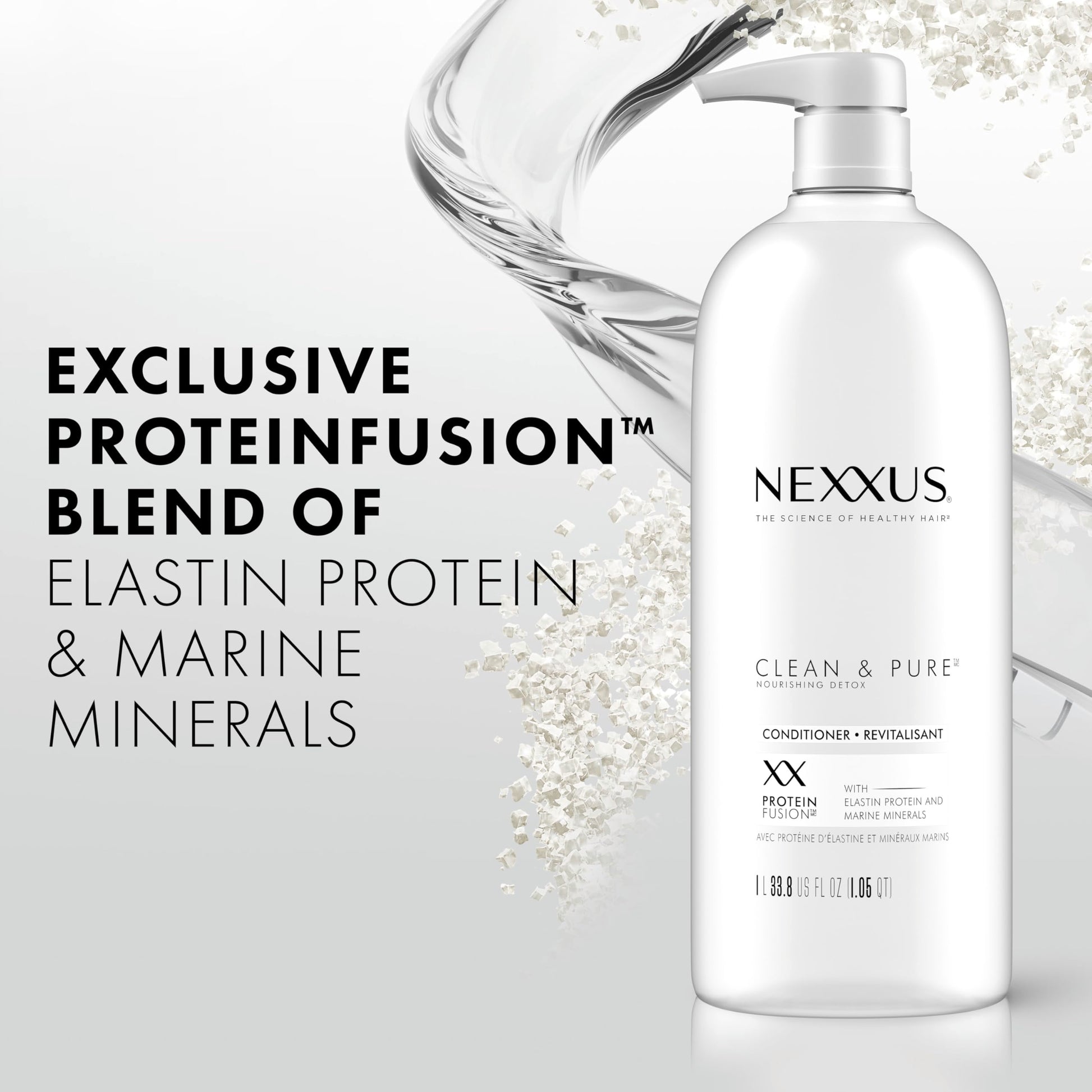 Light Gray Nexxus Clean and Pure Clarifying Shampoo and Conditioner 2-Pack With ProteinFusion, for Nourished Hair Paraben Free 33.8 oz