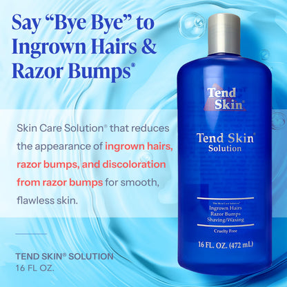 Light Cyan Tend Skin Solution for Unsightly Razor Bumps, Ingrown Hair and Razor Burns, Post Shaving and Waxing Toner for Men and Women, Made in USA, 16 Oz
