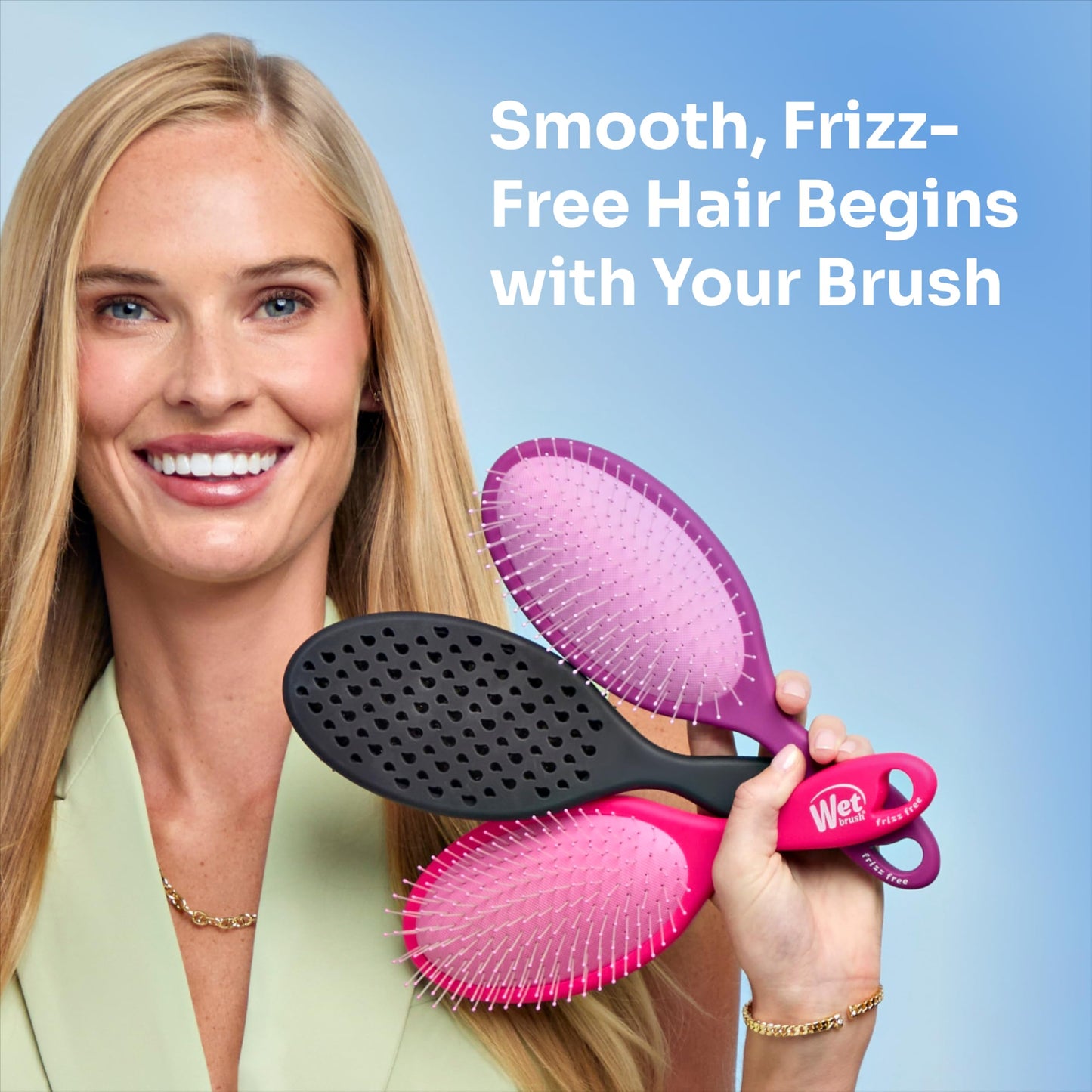 Light Steel Blue Wet Brush Frizz-Free Detangler Brush with Ionic Technology, Purple, Provides Frizz Control, Reduces Static, and Smooths All Hair Types, Best For Dry Hair, Made for Women, Men & Kids