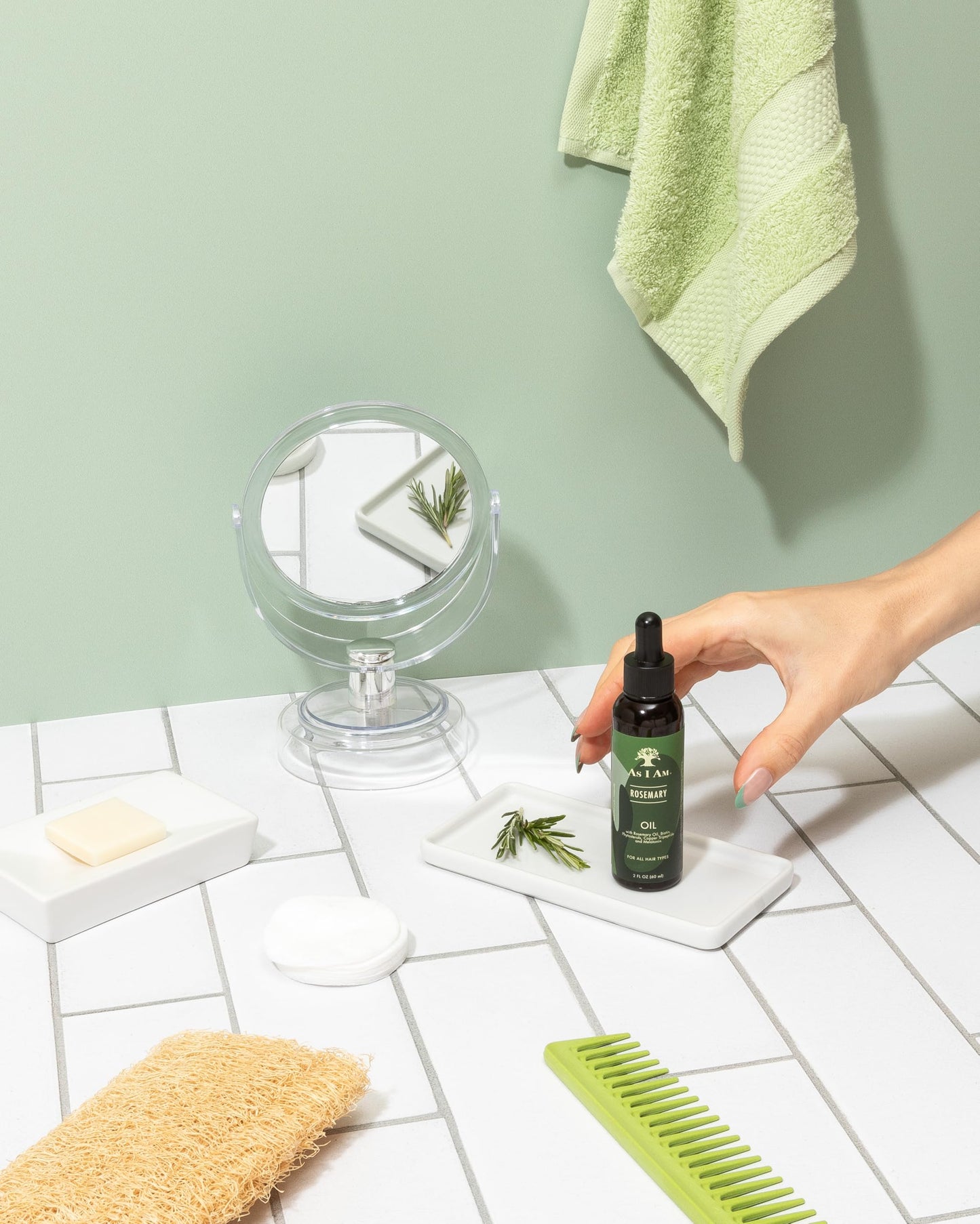 Light Gray As I Am Rosemary Oil - 2 oz - Hair Density Serum - with Biotin & Saw Palmetto