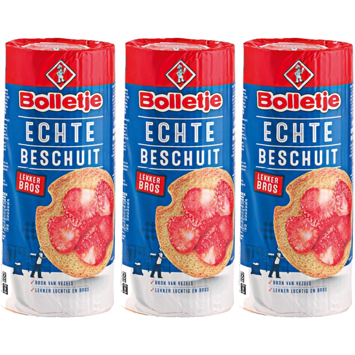 White Smoke Bolletje Original Dutch Rusk Crispbakes Light Crisp Toast 3.5oz (Pack of 3)