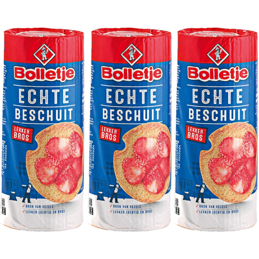 White Smoke Bolletje Original Dutch Rusk Crispbakes Light Crisp Toast 3.5oz (Pack of 3)