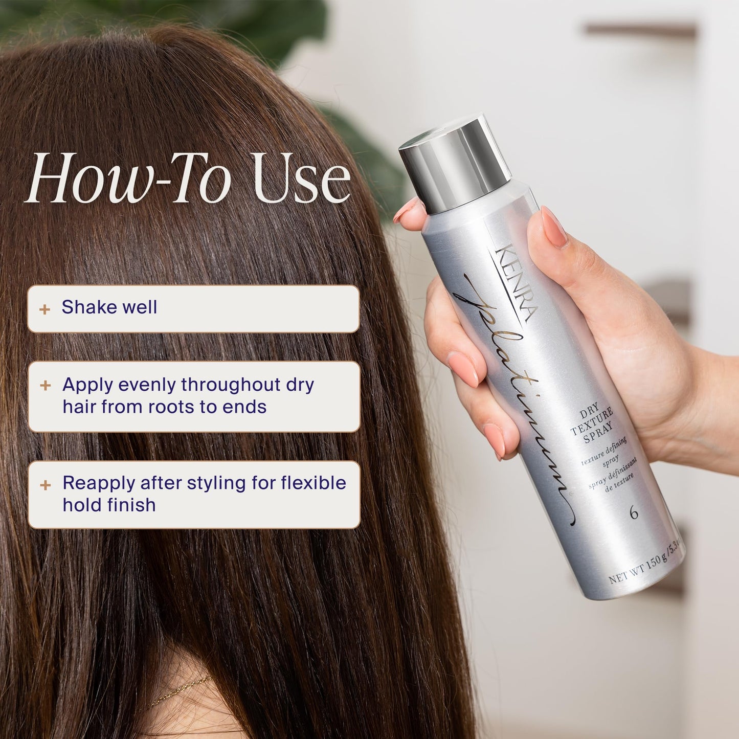 Lavender Kenra Platinum Dry Texture Spray 6 | Defining Styler | Increases Fullness | Absorbs Oils & Impurities | Ultra-Lightweight, Non-Drying Formulation | All Hair Types | 5.3 oz