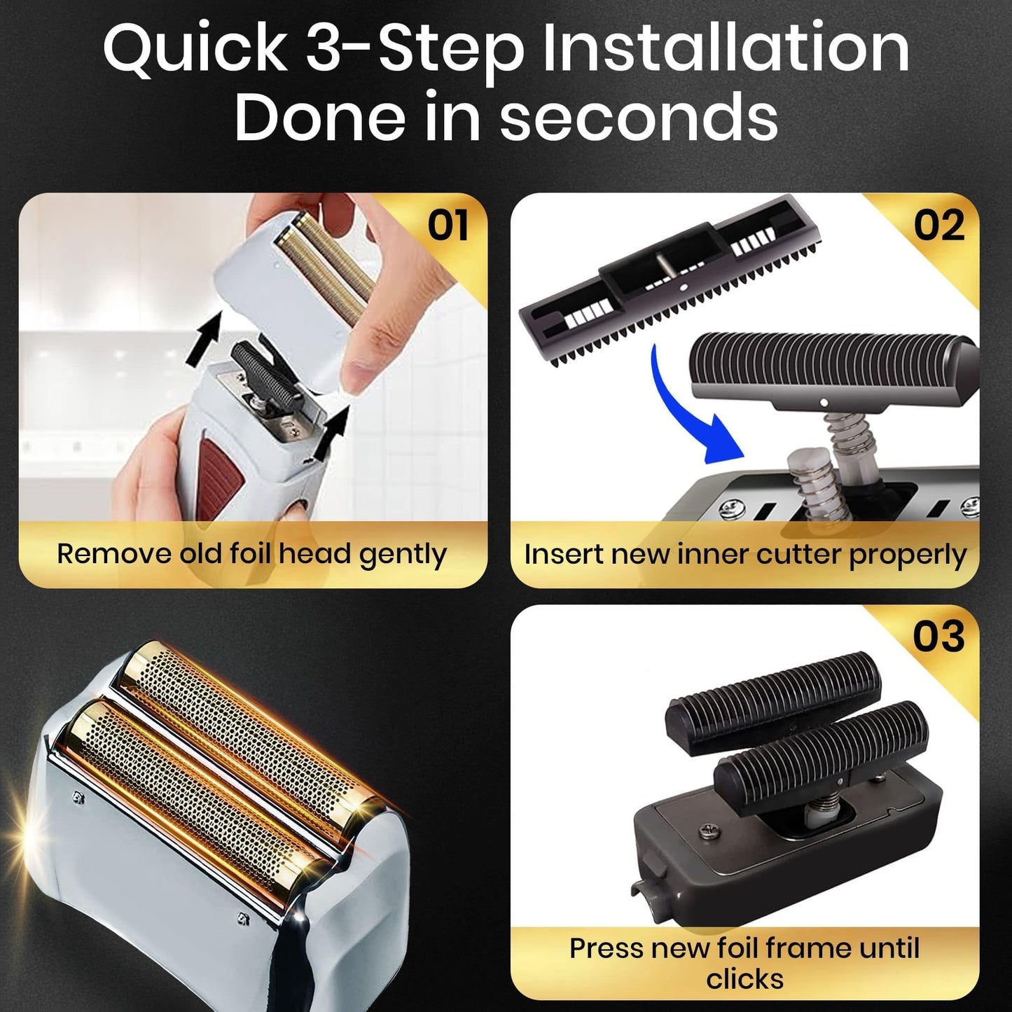 White Smoke 2 Pack Pro Shaver Replacement Foil and Cutters Compatible with Andis Foil TS-1 TS-2, ProFoil Lithium Foil Shaver, Replacement Blades and Foil