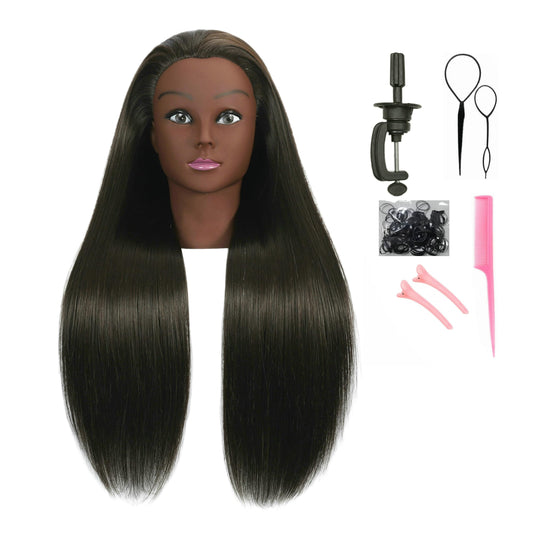 White Smoke QACIEH 30 Inch 80% Real Human Hair Mannequin Head with Stand for Hairdresser Practice Manikin Cosmetology Doll Training Head Braiding Styling Curling Cutting Display
