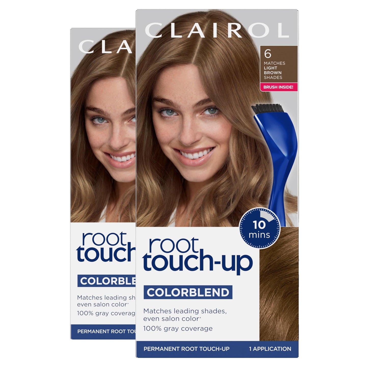White Smoke Clairol Root Touch-Up by Nice'n Easy Permanent Hair Dye, 6 Light Brown Hair Color| 100% Gray Coverage | Easy Brush Application | Matches Professional Salon Shades | Pack of 2
