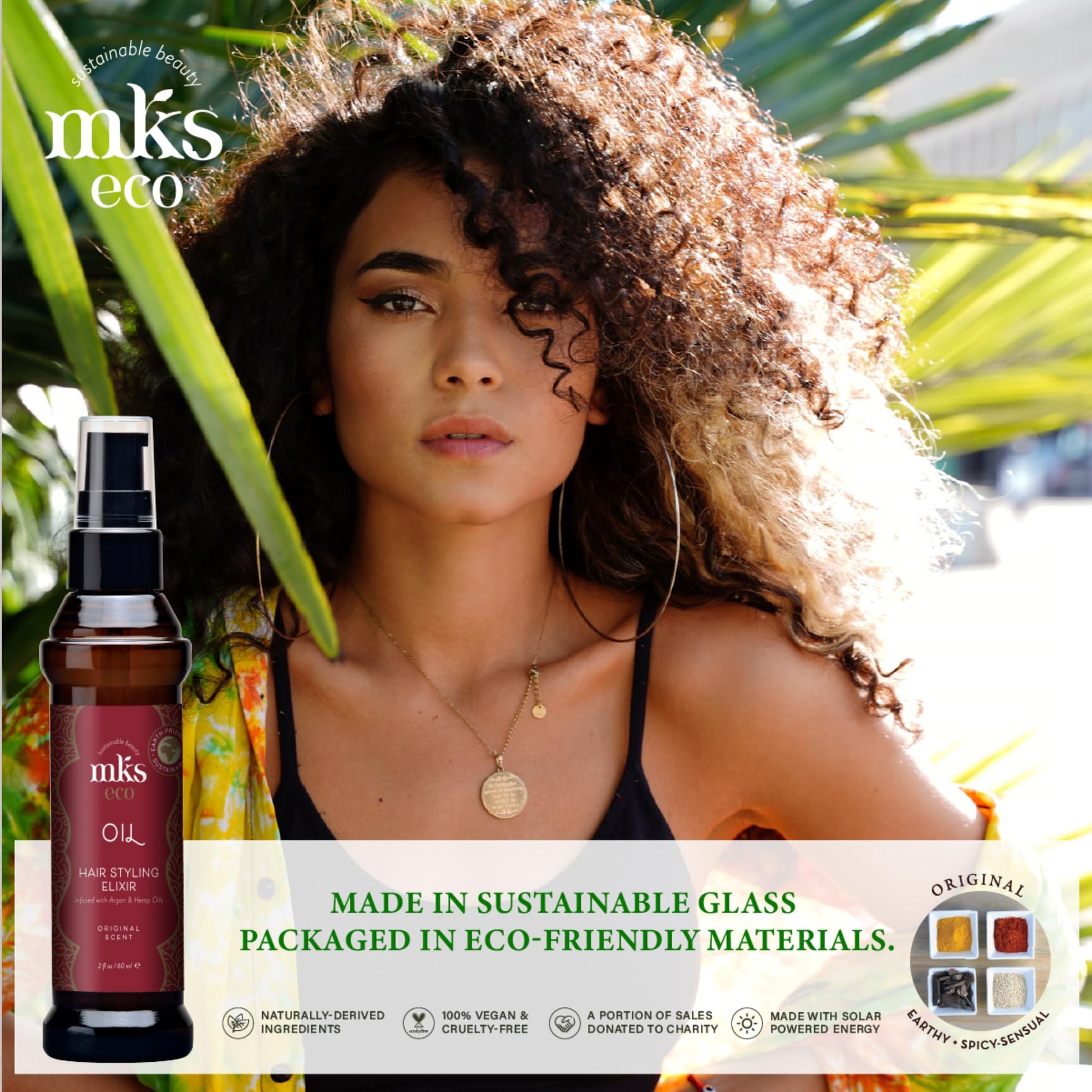 White Smoke MKS eco Oil, Original - 2 fl oz - Hair Styling Elixir - Moroccan Argan Oil, Hemp Seed Oil - Moisturize & Nourish Hair, Control Frizz, Increase Smoothness - Vegan & Cruelty Free