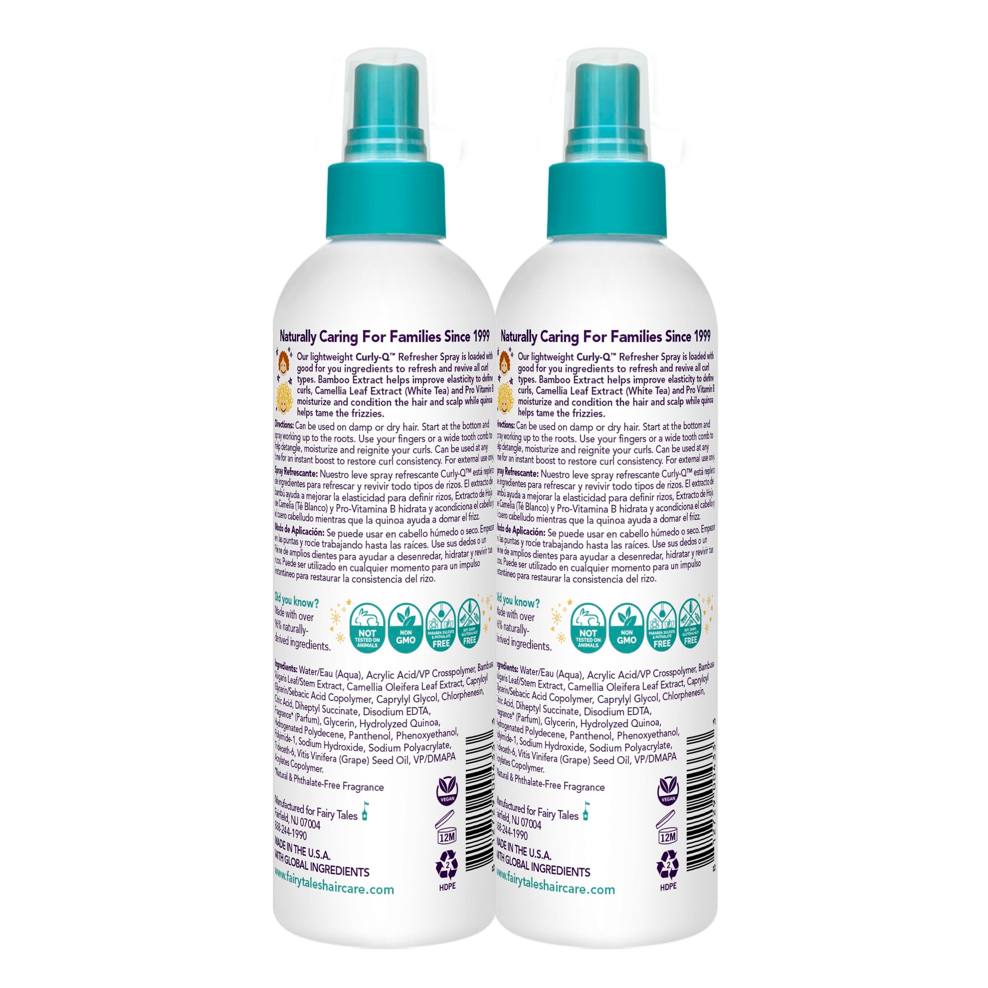 White Smoke Fairy Tales Curly-Q Curl Refresher for Kids - Lightweight Spray to Define Curls, Add Bounce and Reduce Frizz - 8oz (Pack of 2)