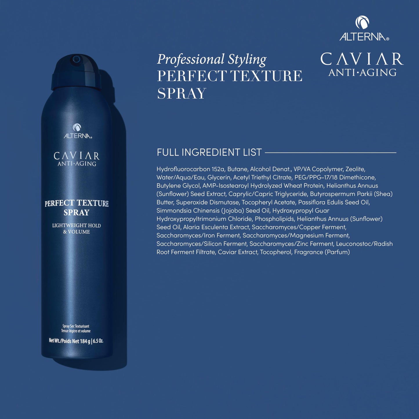 Dark Slate Blue Alterna Caviar Professional Styling Perfect Texture Spray, 6.5 Ounce (Pack of 1)