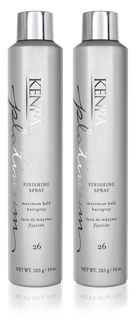 Light Gray Kenra Platinum Finishing Spray 26 50% | Maximum Hold Hairspray | Fast-drying, Non-Flaking, Non-Drying | Humidity-Resistant |All-Day Style Retention |High-Shine Finish |All Hair Types | 10 oz (2-Pack)