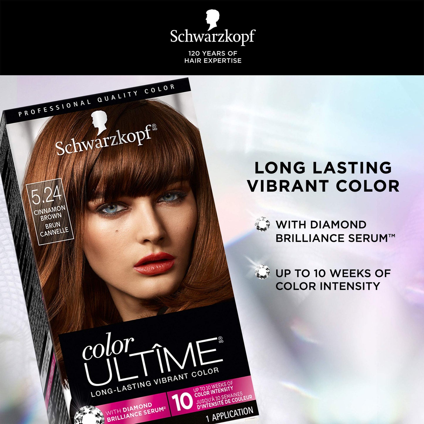 Black Schwarzkopf Color Ultime Permanent Hair Color Cream, 5.24 Cinnamon Brown