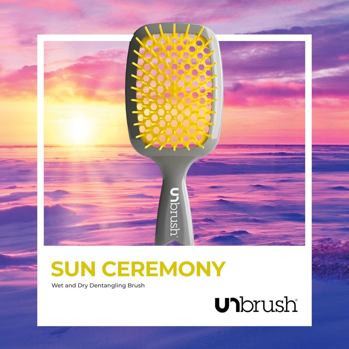 White Smoke FHI Heat UNbrush Detangling Brush for Pain-Free Brushing on All Wet or Dry Hair Types — Durable DuoFlex Anti-Static Bristles, Lightweight Handle, Vented Hair Brush, Sun Ceremony