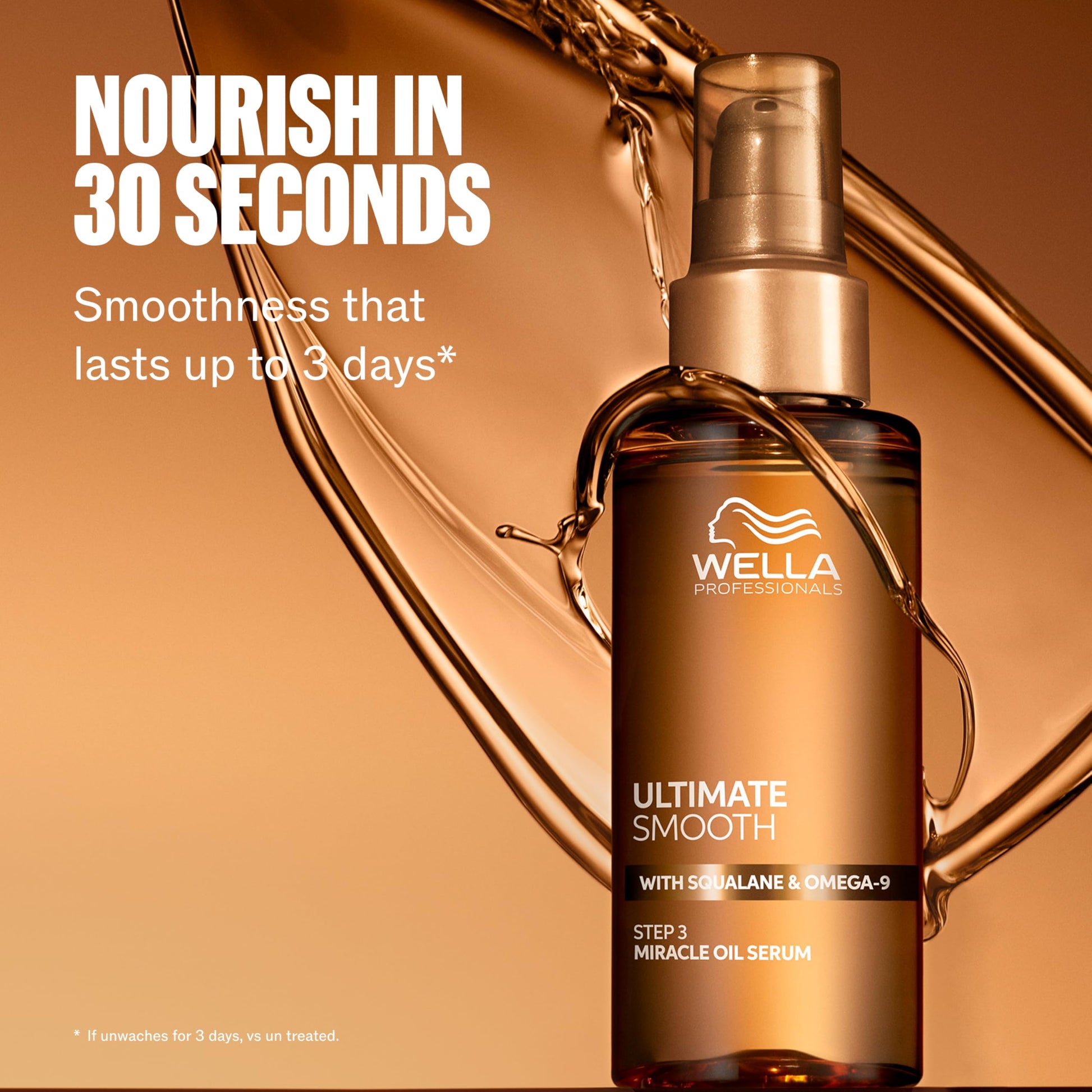 Sandy Brown Wella Professionals ULTIMATE SMOOTH Miracle Oil Serum for Dry, Dull & Frizzy Hair | With Squalane & Omega 9 | 1 Fl Oz