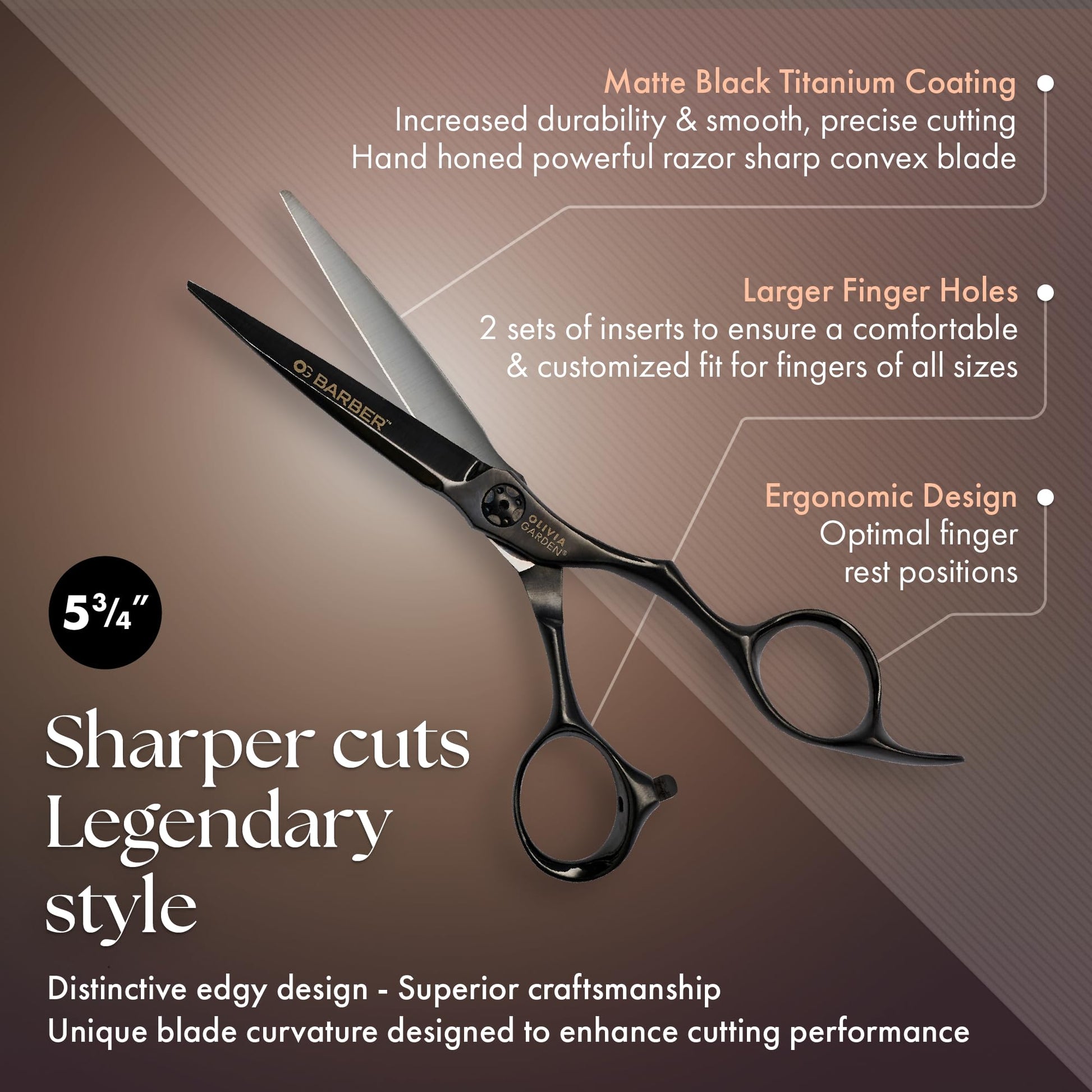 Dark Slate Gray Olivia Garden Barber Shears Intro Kit - Includes Professional Hair Cutting Shears, Thinner, Case, and Accessories - 5.75" Razor Sharp Scissors - OGB-575, OGB-T630
