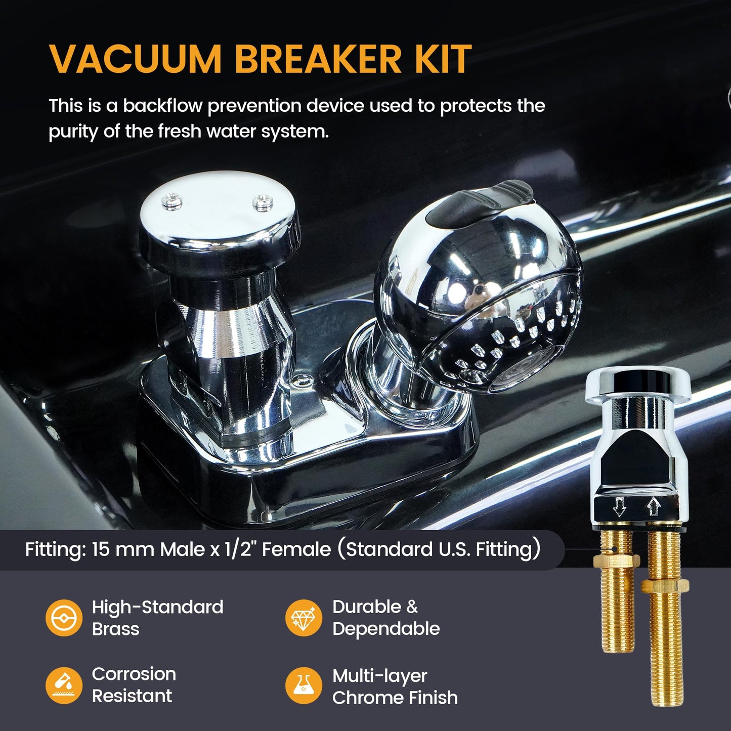 Black Salon Shampoo Bowl Faucet Vacuum Breaker Kit Spa Beauty Salon Shampoo Bowl Sink Hair Salon Bath Accessories Bathroom Hot Cold Faucet Spray Hose Replacement Set for Backwash Barber Chair