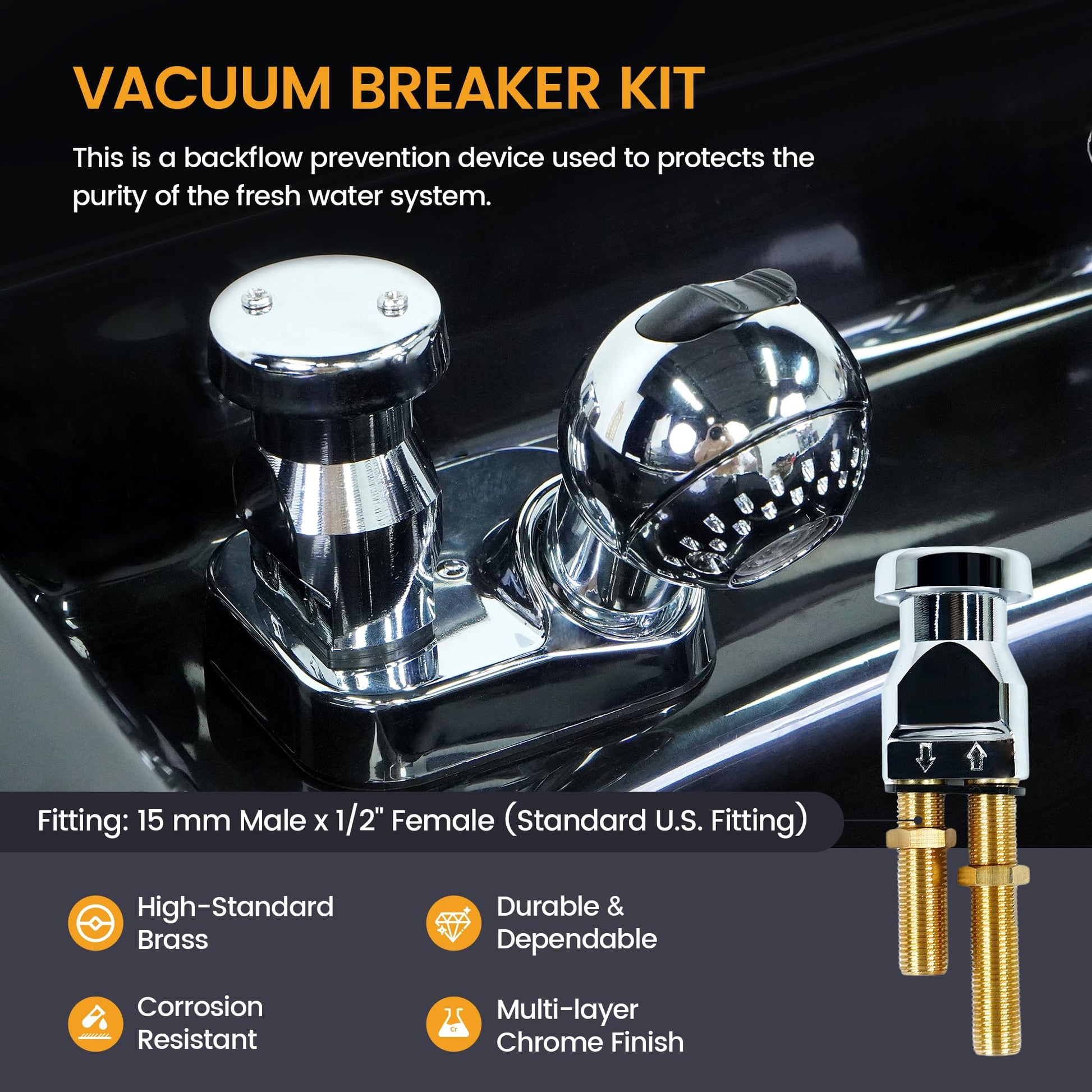 Black Salon Shampoo Bowl Faucet Vacuum Breaker Kit Spa Beauty Salon Shampoo Bowl Sink Hair Salon Bath Accessories Bathroom Hot Cold Faucet Spray Hose Replacement Set for Backwash Barber Chair