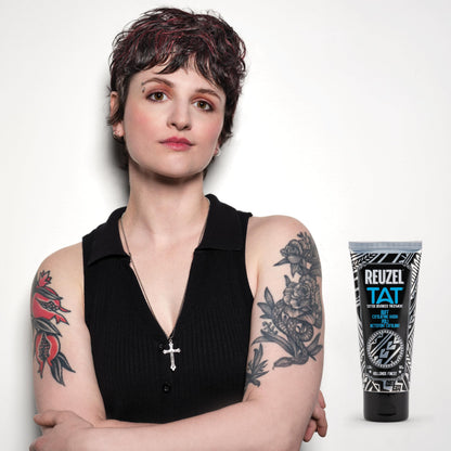 White Smoke REUZEL Buff Exfoliating Wash, Gentle Tattoo Cleanser Scrub, Brightens, Smooths, Reveals Definition and Color, Non-Damaging, Vegan Formula, 3.38 oz