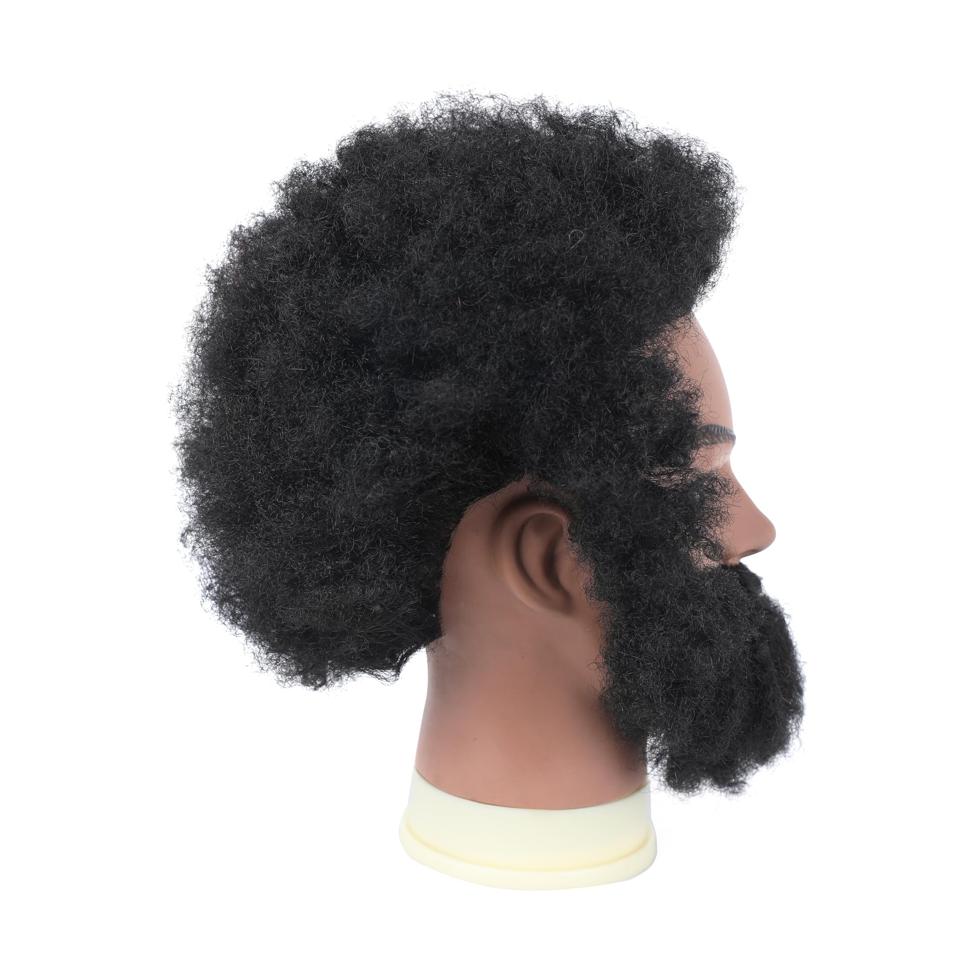 White Smoke Stancia 6’’ Afro Male Mannequin Head with Beard, Manicans Full Head Real Hair for Hairdresser Barber, Manikin Head for Practice Styling Cornrow Braiding with Clamp Stand