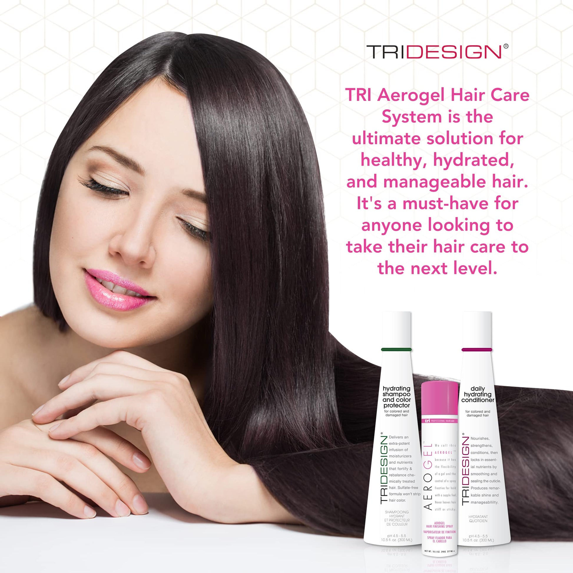 White Smoke TRI Design Aerogel Hairspray 10.5 oz., Hydrating Shampoo and Daily Hydrating Conditioner 10.5 oz. - Color Safe Shampoo and Conditioner with Hairspray for Women and Men