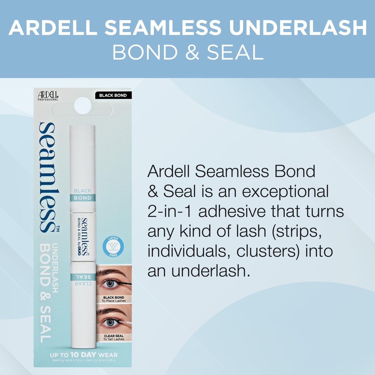 Light Gray Ardell Seamless Eyelash Extension Bond & Seal, Long-Lasting Lash Adhesive and Sealant for Everyday Use