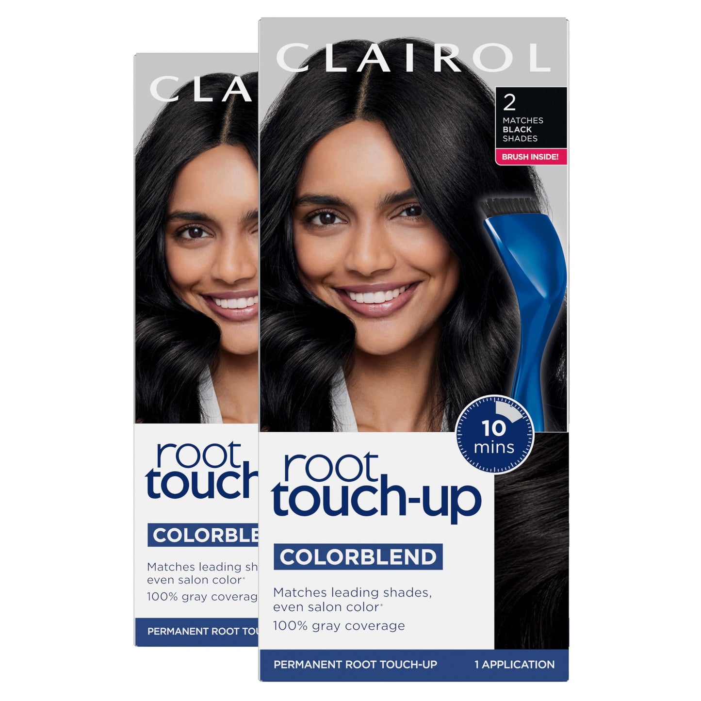 Black Clairol Root Touch-Up by Nice'n Easy Permanent Hair Dye, 2 Black Hair Color| 100% Gray Coverage | Easy Brush Application | Matches Professional Salon Shades | Pack of 2