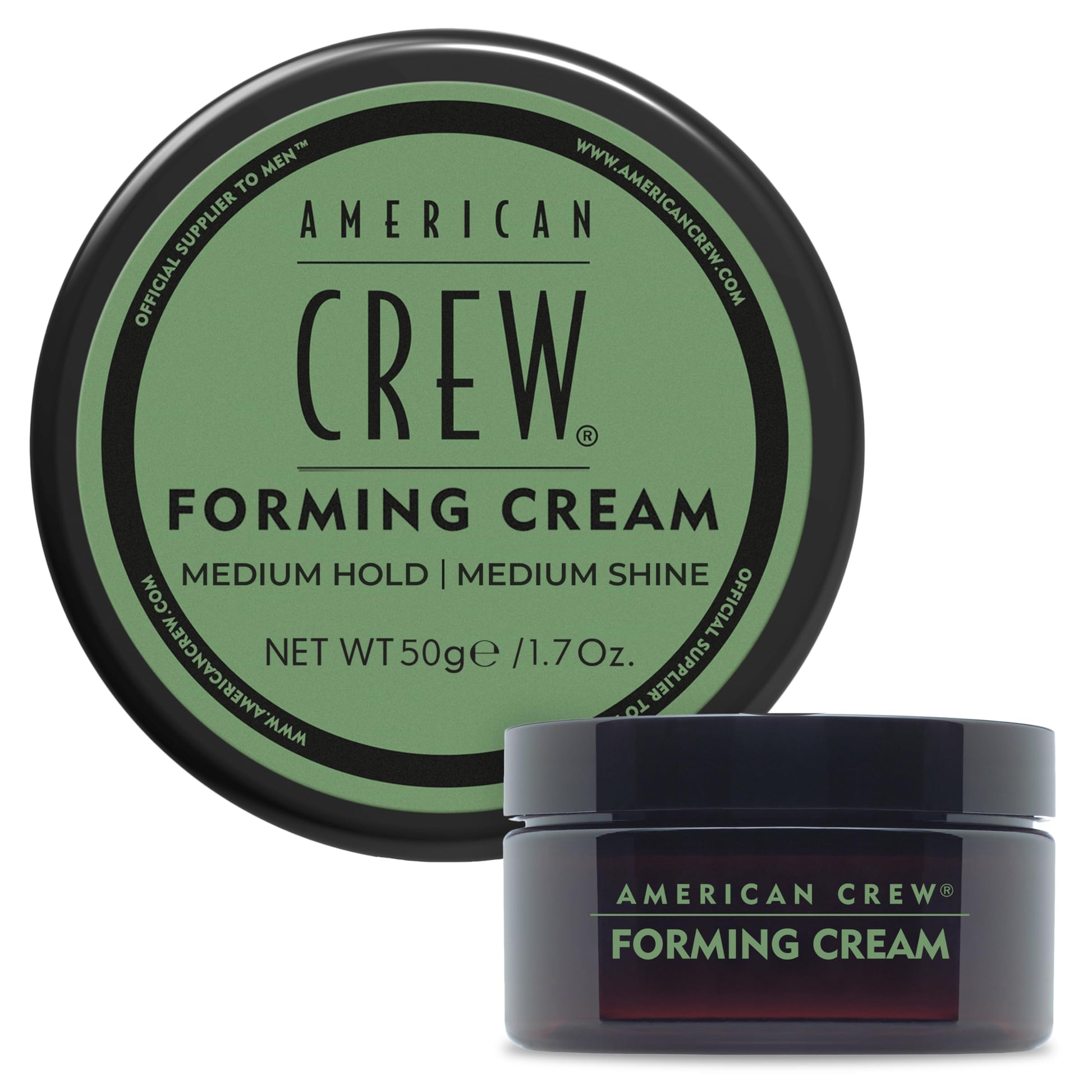 White Smoke American Crew Men's Hair Forming Cream, Like Styling Gel with Medium Hold & Shine, Travel Size, 1.7 oz
