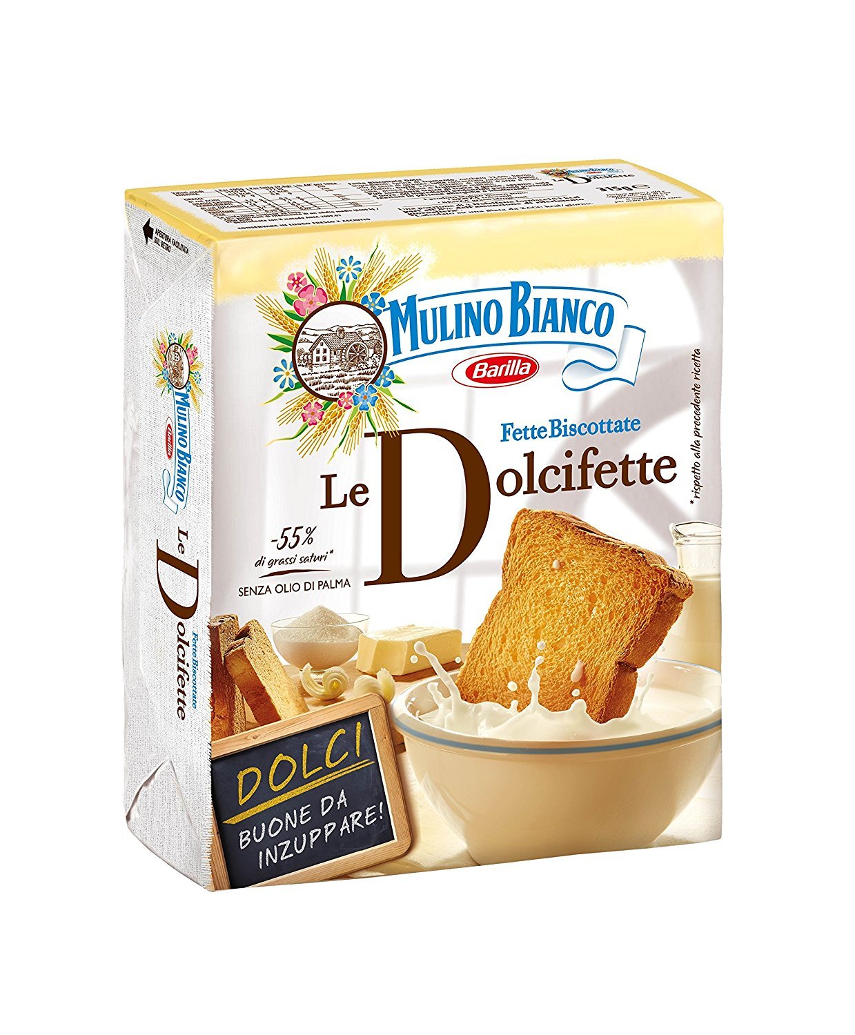 White Smoke Mulino Bianco: " Le Dolcifette " Fette Biscottate 32 count - Italian Rusks - 11.11 Oz (315g) - Pack of 3 [ Italian Import ]