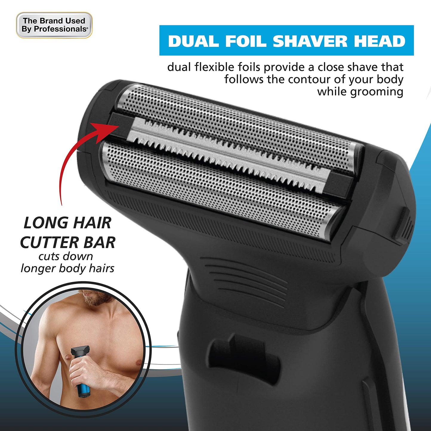 White Smoke Wahl Manscaper® Total Body Grooming and Your Hair Down There Rechargeable Deluxe Hair Trimmer and Shaver with Safe-Touch Detachable Stainless Steel Precision Blades - Model 5708