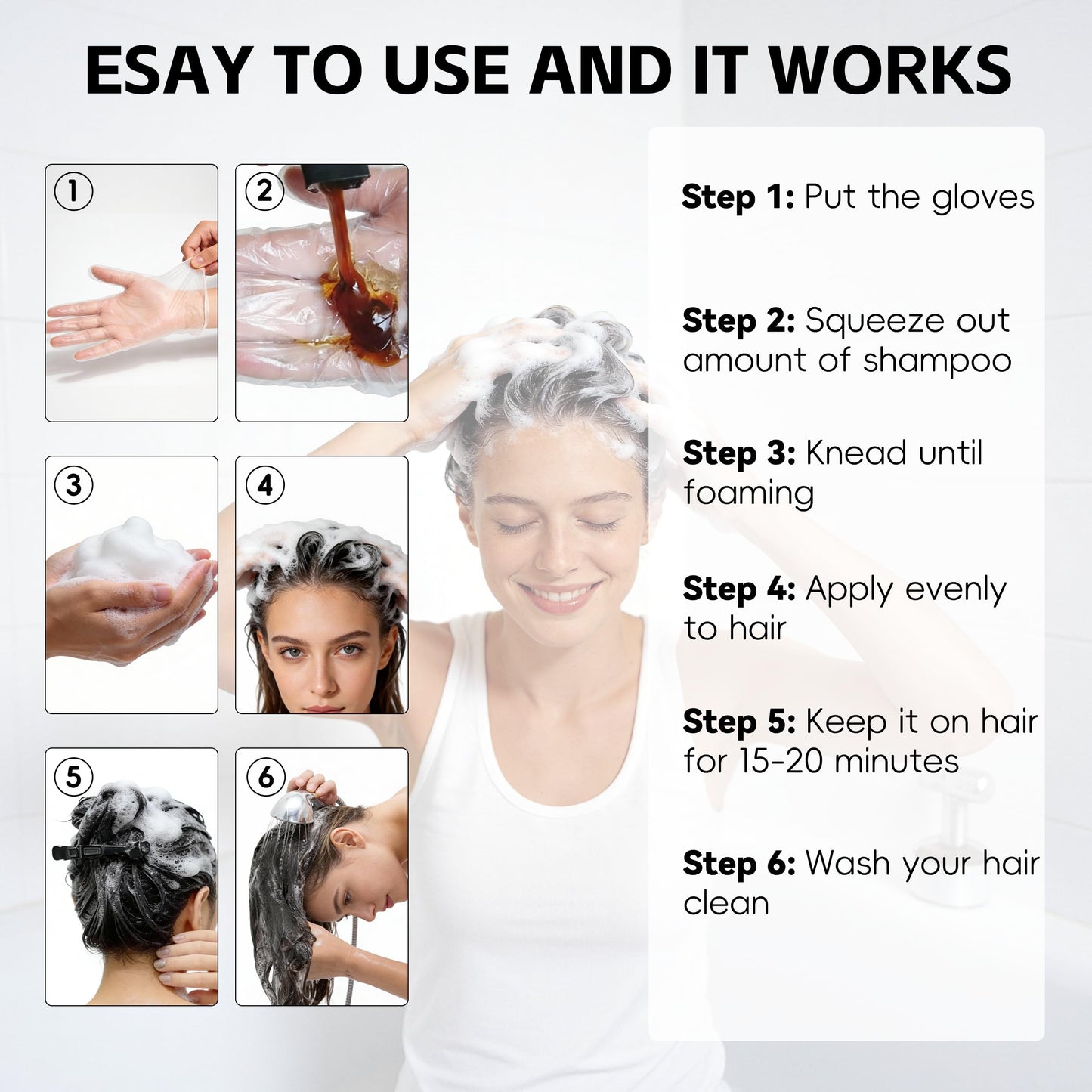 White Smoke NKOGOR Hair Dye Shampoo 3 in 1 Grey Coverage, Hair Dye Semi-Permanent Hair Color Shampoo for Women Men, Hair Color Herbal Ingredients Natural, Argan Oil, Olive Oil and Turmeric (Dark Brown)