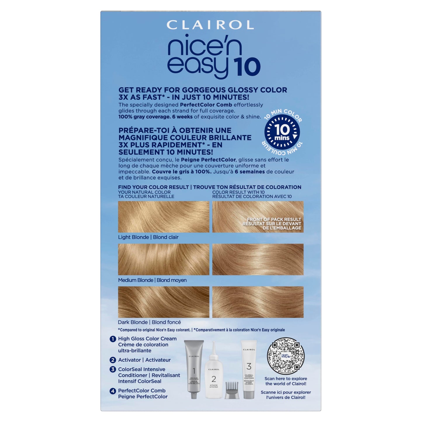 Sky Blue Clairol Nice'N Easy 10 Permanent Hair Dye, 7 Dark Blonde Hair Color, Pack of 1