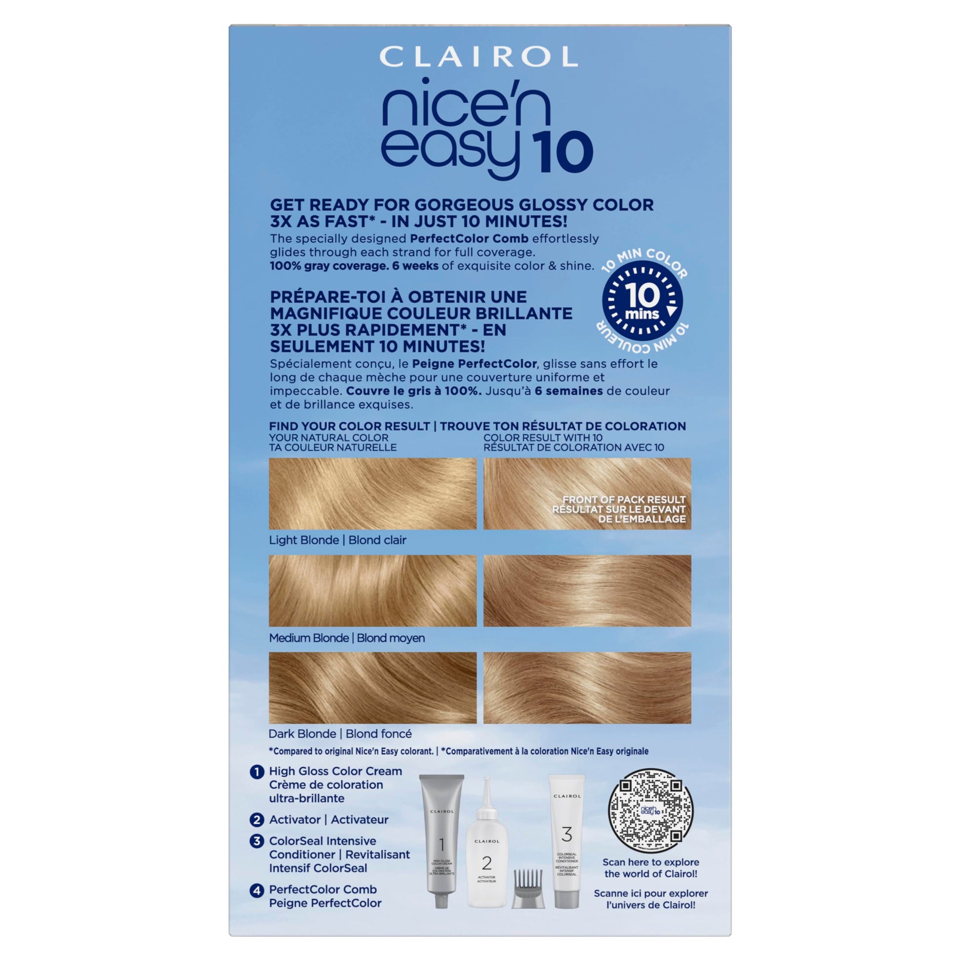 Sky Blue Clairol Nice'N Easy 10 Permanent Hair Dye, 7 Dark Blonde Hair Color, Pack of 1