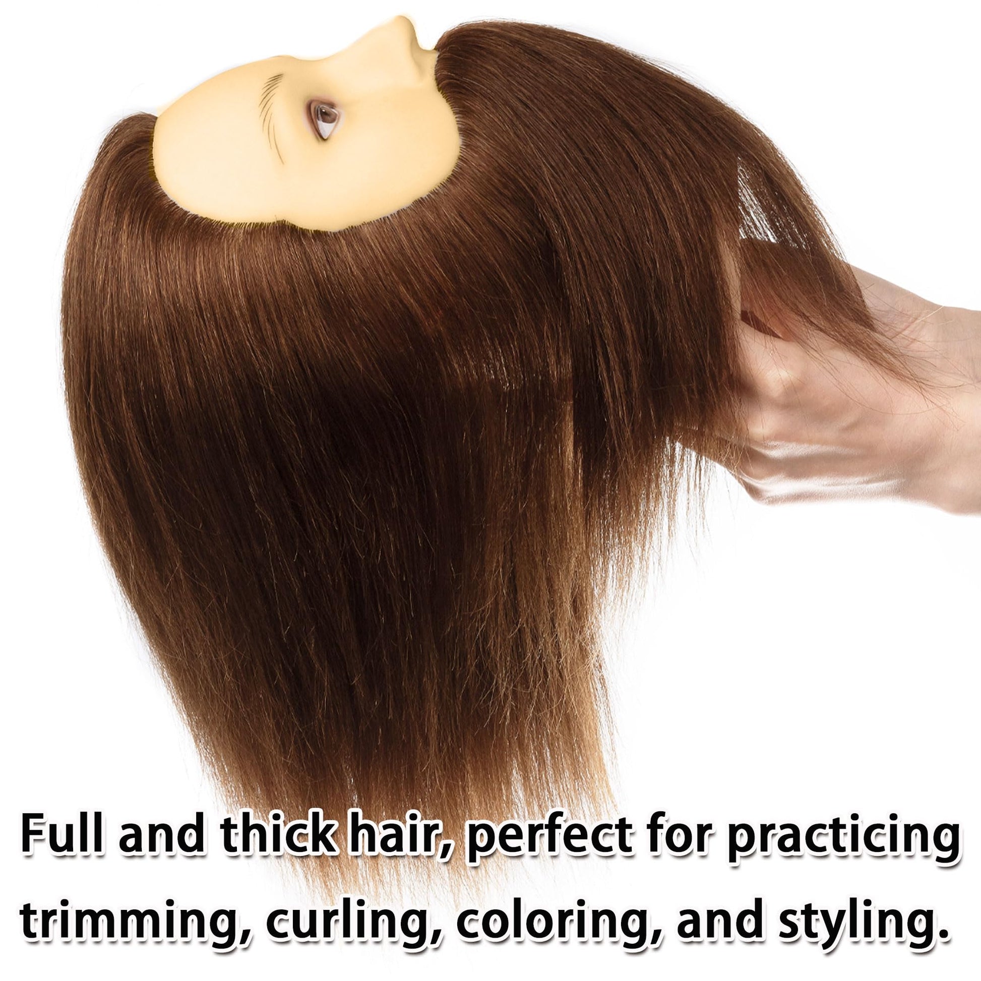 White Smoke TKIMHEQ Male Mannequin Head with Beard 100% Human Hair Haircut Training Head for Cosmetology Straight Thick Hair Manikin Head Doll Head with Stand Practice Cutting Styling (6 Inches Beard Brown#)