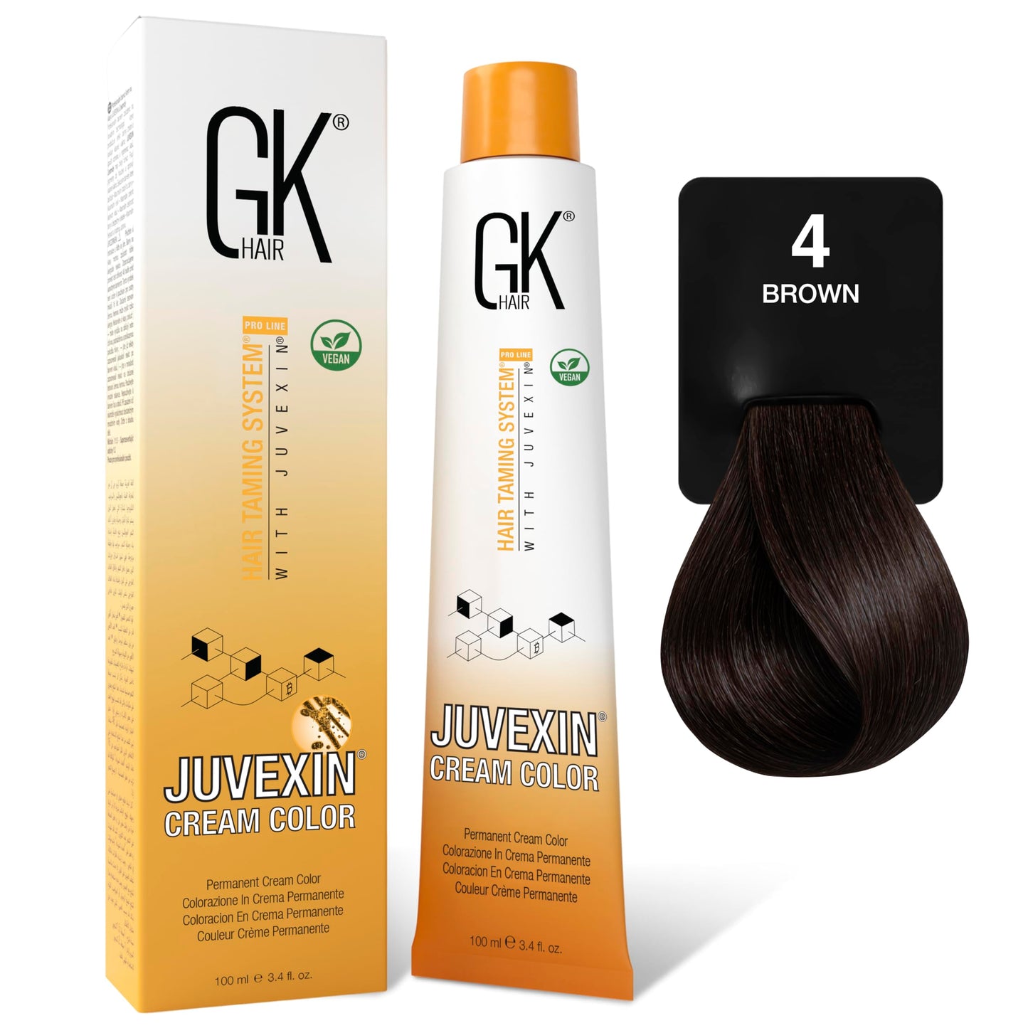White Smoke GK HAIR Color Cream 4.0 Natural Brown – 100% Grey Coverage | Semi, Demi or Permanent Results | 8–10 Vol Semi | 20-30-40 Vol Permanent – Salon Quality Hair Dye – For Women & Men 3.4 Oz