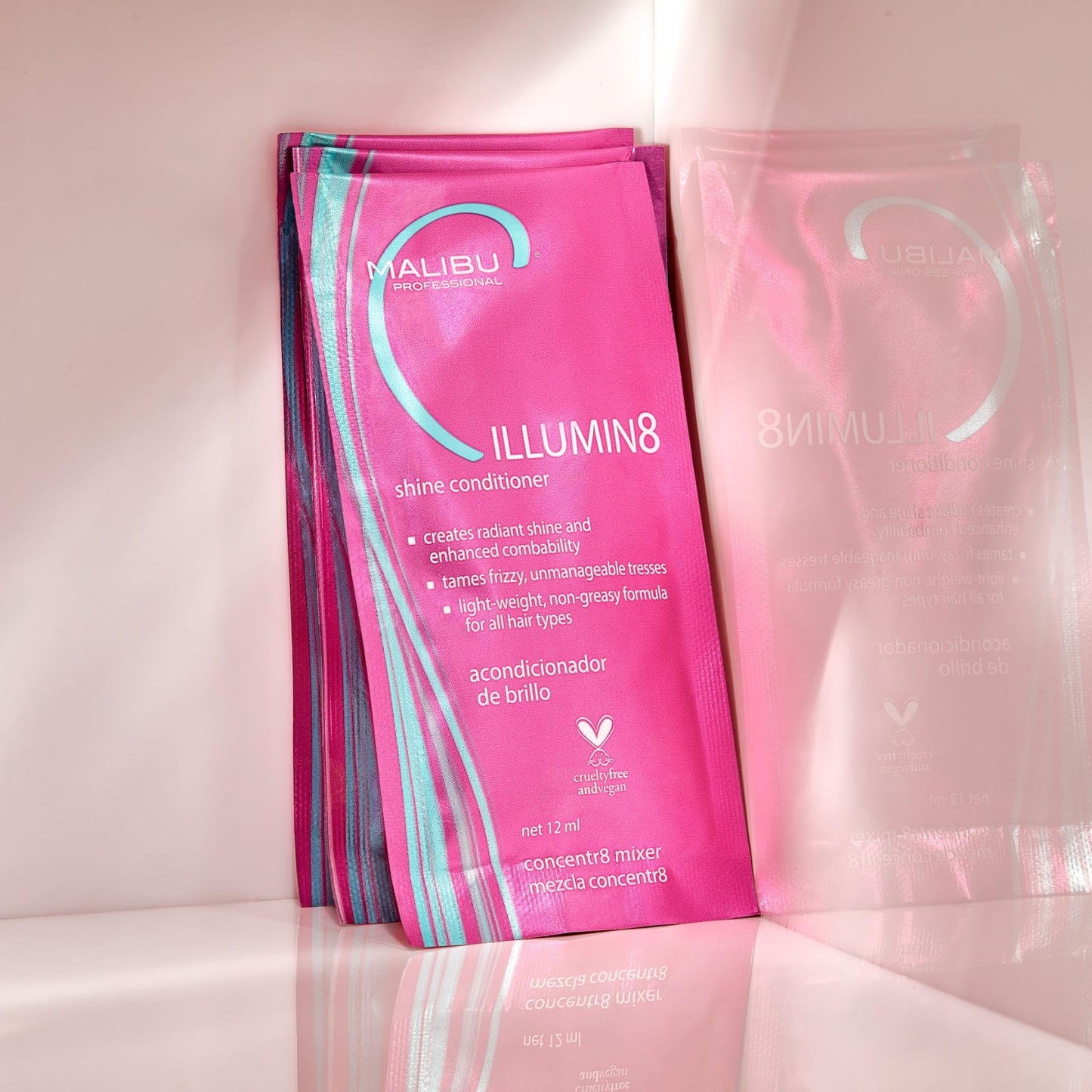 Dark Gray Malibu C ILLUMIN8 Shine Conditioner (1 Packet) - Concentrate for Hair Shine & Manageability - Lightweight, Non-Greasy Hair Conditioner for All Hair Types