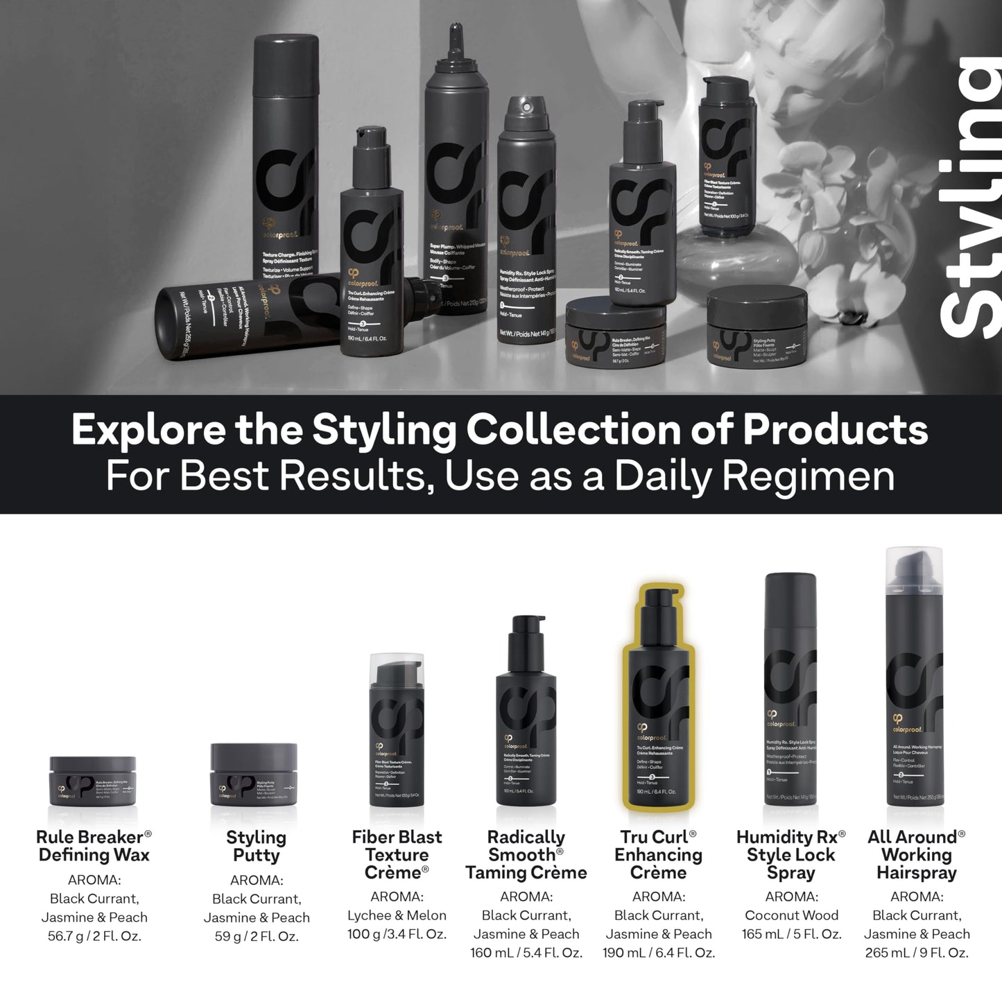 White Smoke Colorproof Tru Curl Enhancing Crème 6.4 Fl oz. Curl Creme with Black Currant, Jasmine & Peach Scent, Anti-Frizz, Humidity Control & Nourishing Curl Cream for Curly Hair Formula