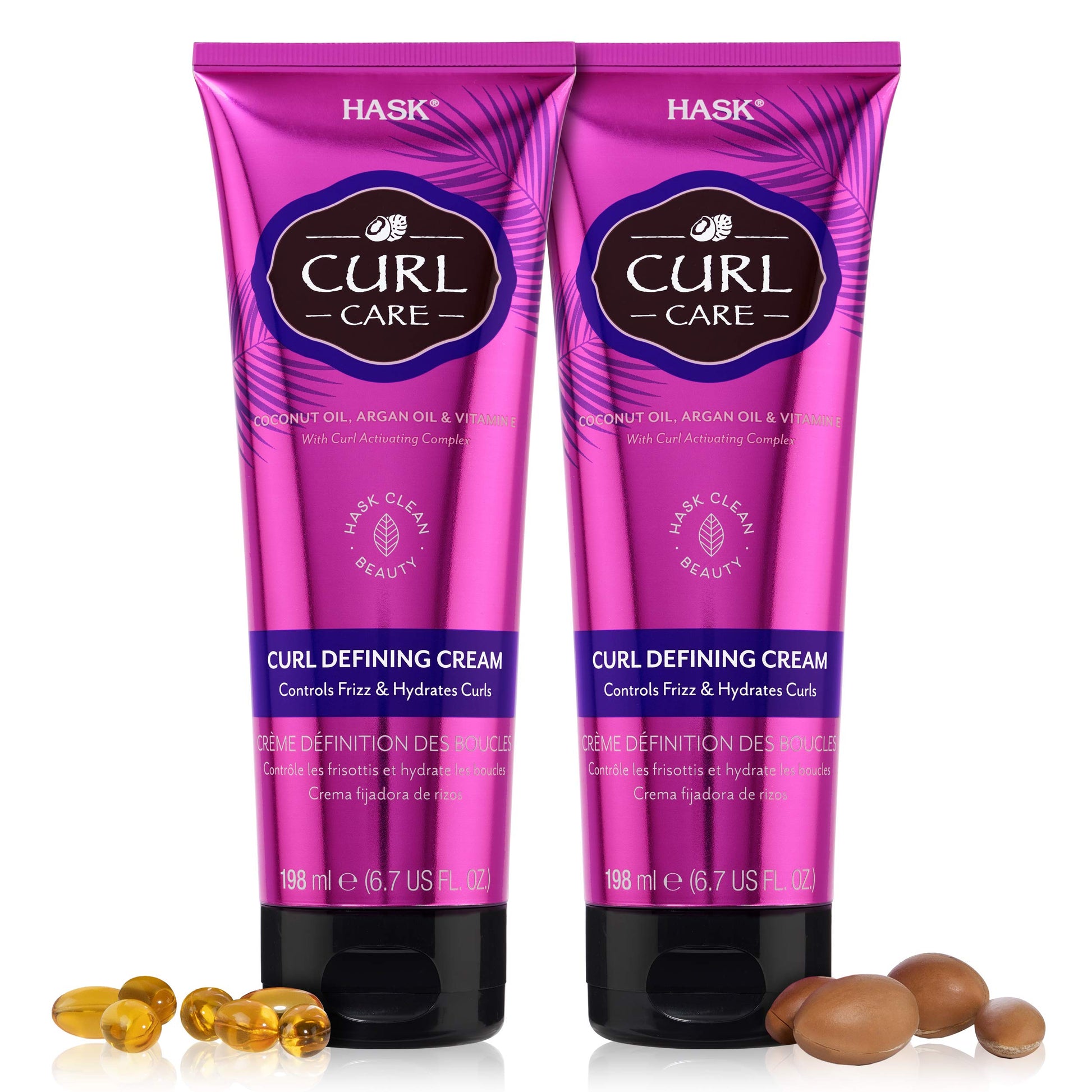 White Smoke HASK Hair Cream - Curl Care Defining Cream 2 Piece Bundle, vegan, cruelty-free, color safe, free from gluten, sulfates, and parabens