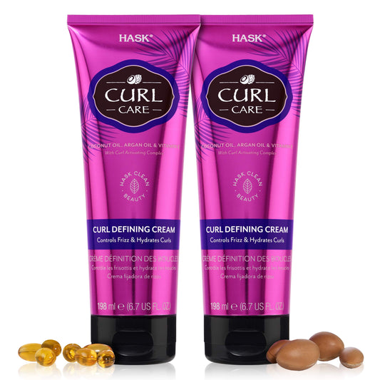 White Smoke HASK Hair Cream - Curl Care Defining Cream 2 Piece Bundle, vegan, cruelty-free, color safe, free from gluten, sulfates, and parabens