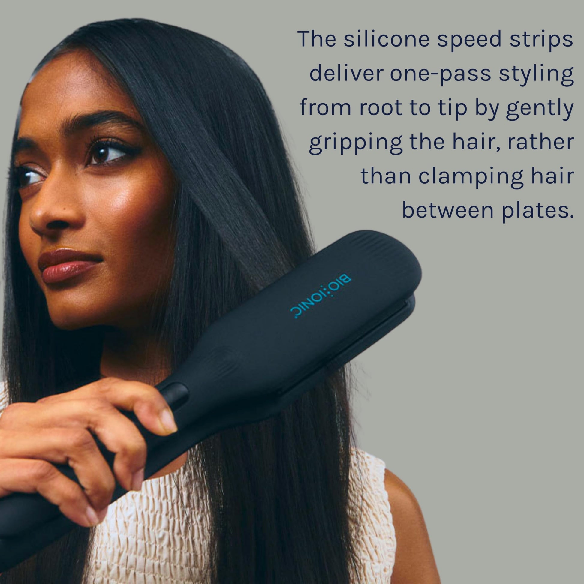 Dark Gray Bio Ionic OnePass Styling Flat Iron, 1.5 inch, Black