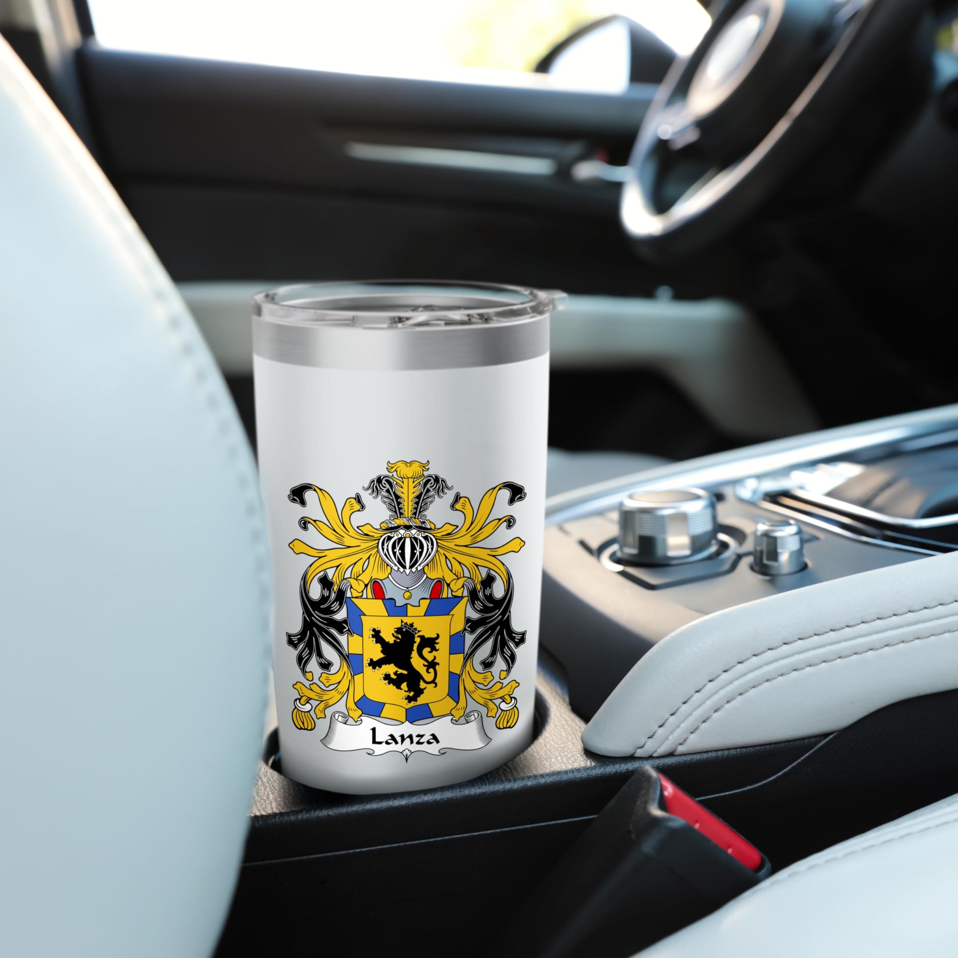 Black Lanza Coat of Arms - Family Crest Stainless Steel Insulated Tumbler