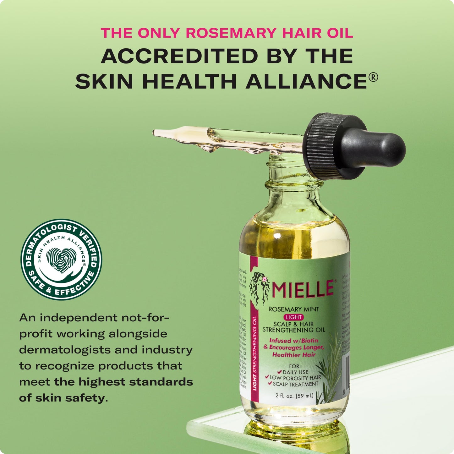 Dark Sea Green Mielle Organics Rosemary & Mint Light Hair Oil, Split Ends & Dry Scalp Treatment - Infused with Biotin & Essential Oils for Strengthening, Soothing, Moisturizing & Encouraging Longer Hair (2 Oz)