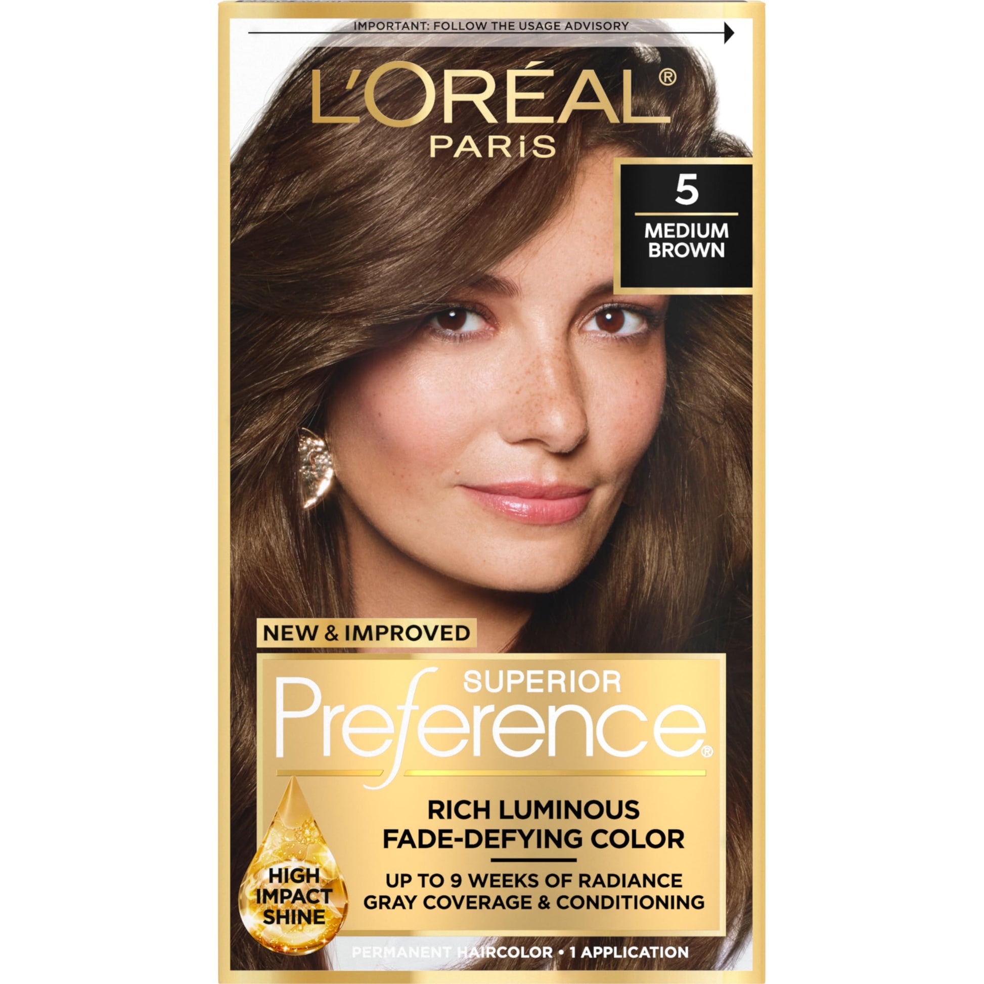 Dark Slate Gray L'Oreal Paris Superior Preference Luminous Fade-Defying Permanent Hair Color, Hair Dye For Up to 9 Weeks of Radiance, Medium Brown 5, 1 Hair Dye Kit