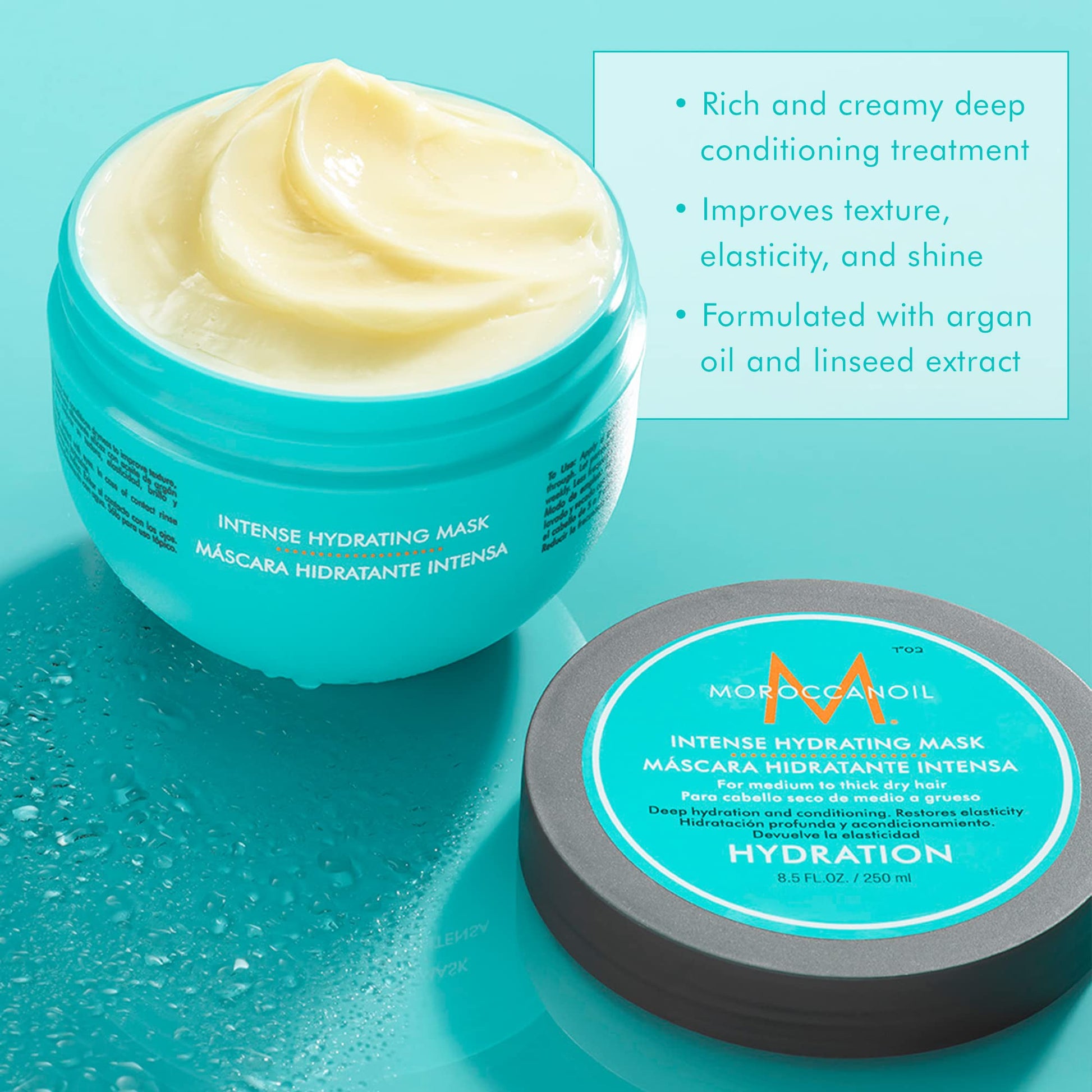 Light Cyan Moroccanoil Intense Hydrating Mask, 8.5 Fl. Oz.
