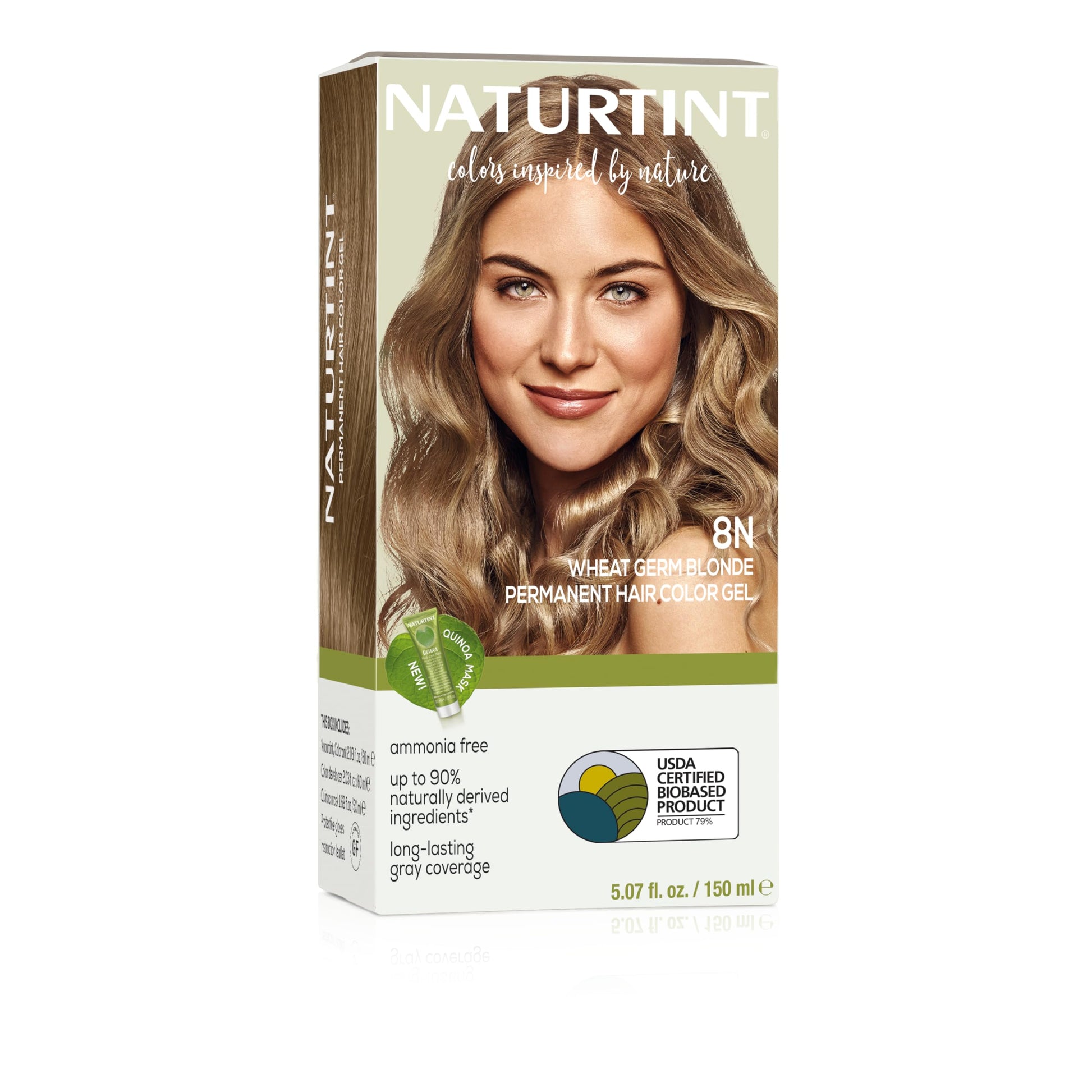Seashell Naturtint 8N Wheat Germ Blonde Permanent Hair Color (Pack of 1), Ammonia Free, Vegan, Cruelty Free, up to 100% Gray Coverage, Long Lasting Results (Packaging may vary)