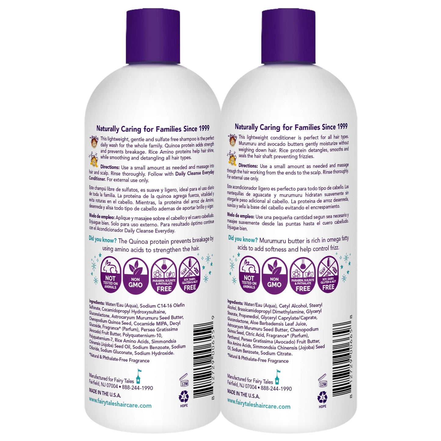 White Smoke Fairy Tales Daily Cleanse Everyday Kids Shampoo + Conditioner set - Gentle Natural Defining Product, Tangle Free, Moisturizing and Hydrating, Clean + Natural Ingredients - Paraben Free - 32 oz. (2PK)