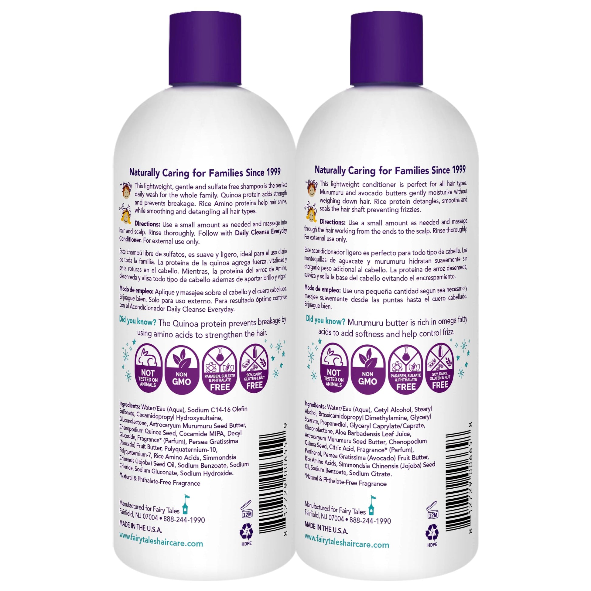 White Smoke Fairy Tales Daily Cleanse Everyday Kids Shampoo + Conditioner set - Gentle Natural Defining Product, Tangle Free, Moisturizing and Hydrating, Clean + Natural Ingredients - Paraben Free - 32 oz. (2PK)