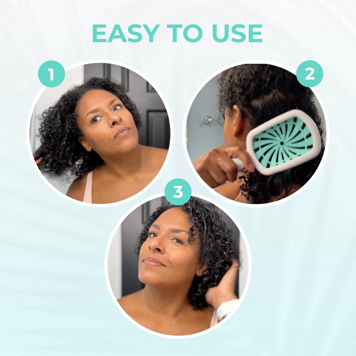 Light Cyan FHI Heat UNbrush Plus — Curly Hair Brush for Gentle & Effective Detangling on Wet or Dry Fragile Hair Types — Detangler Brush w/ 84 UltraFlex Bristles, Ultra-light, Vented, Anti Static Hairbrush